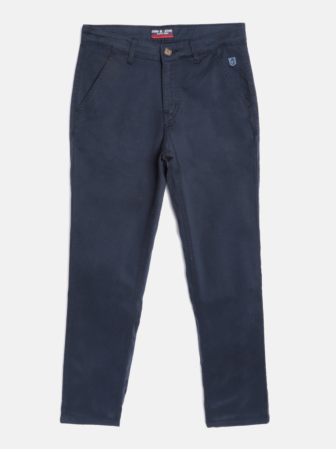 

Gini and Jony Boys Navy Blue Solid Mid-Rise Trousers