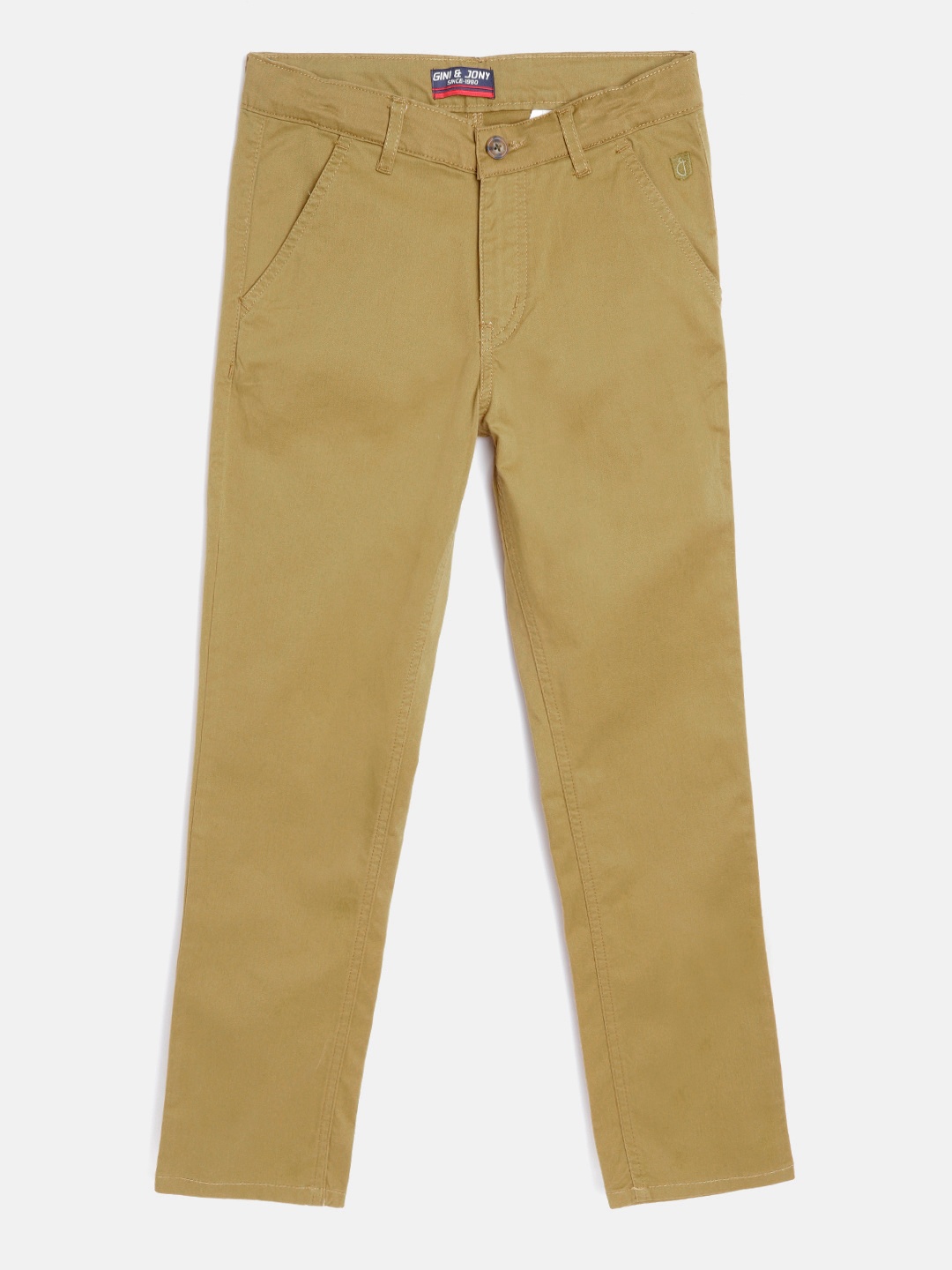 

Gini and Jony Boys Beige Solid Mid-Rise Trousers