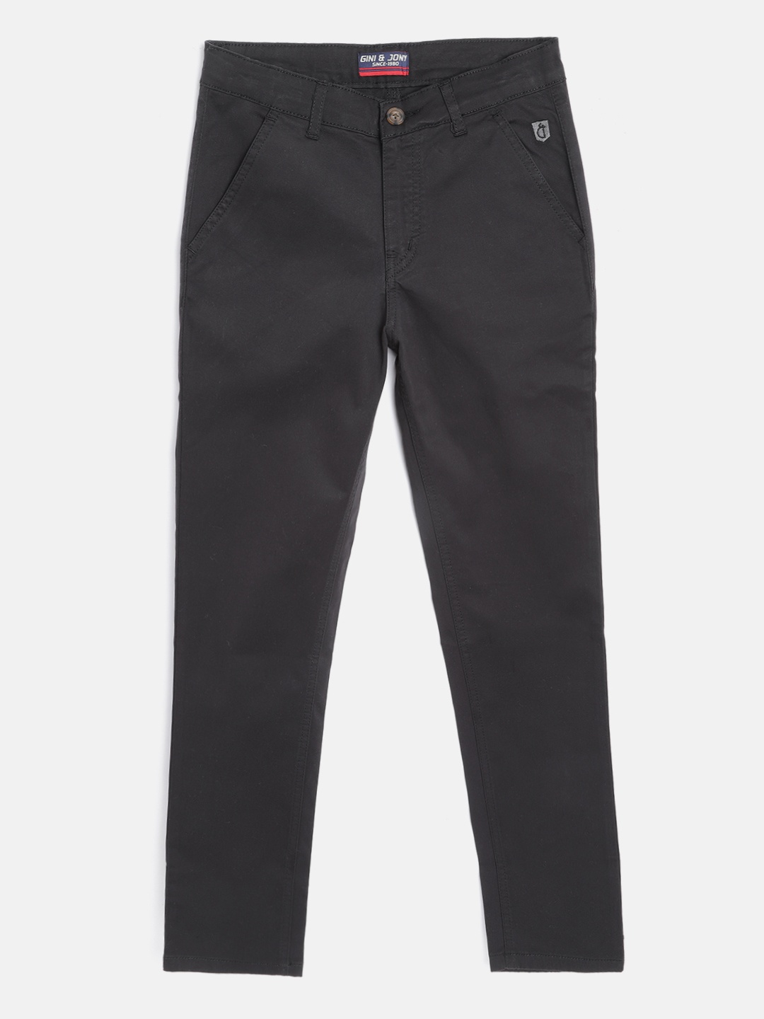 

Gini and Jony Boys Black Solid Mid-Rise Trousers