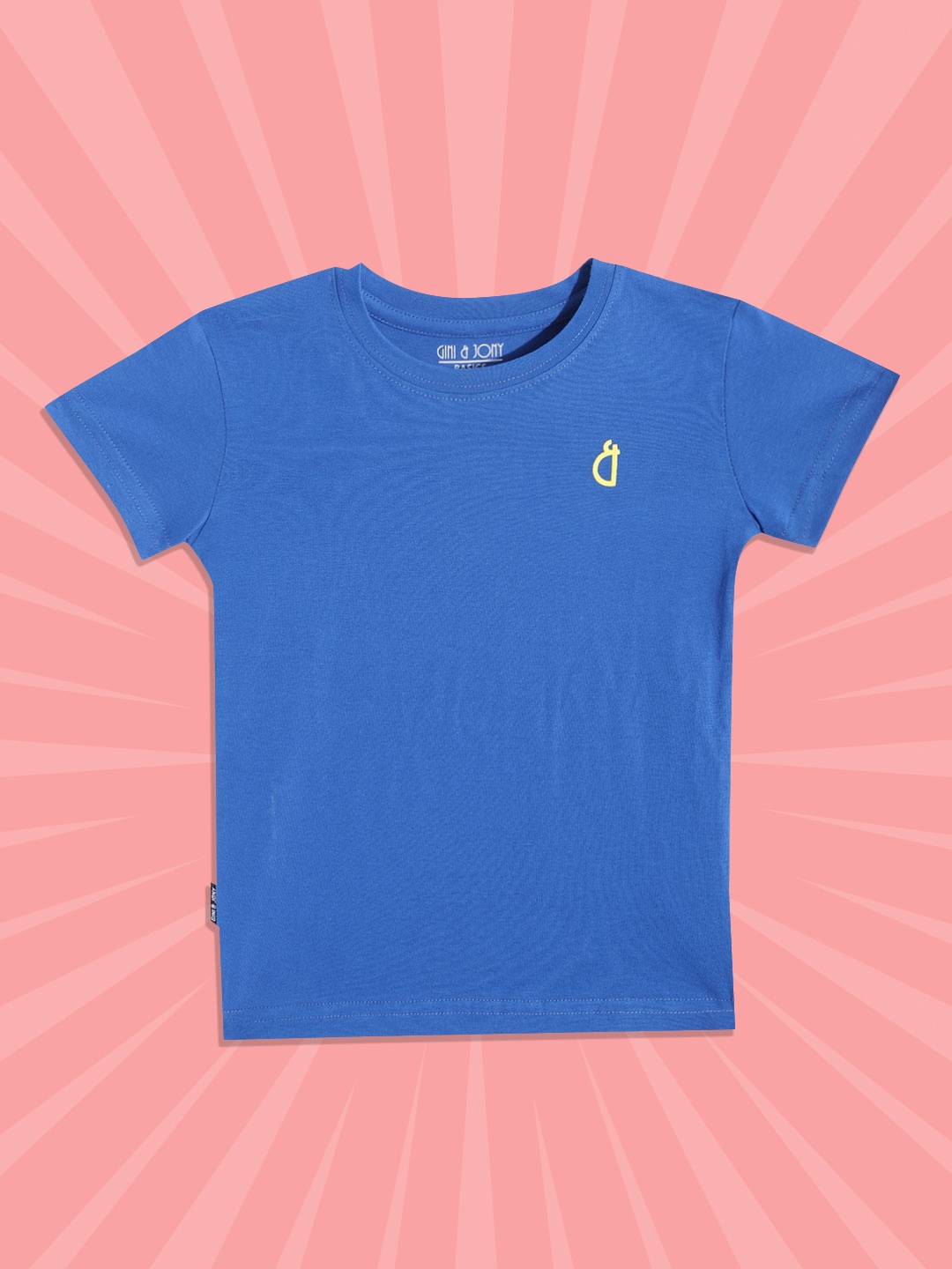 

Gini and Jony Boys Blue Solid Pure Cotton T-shirt