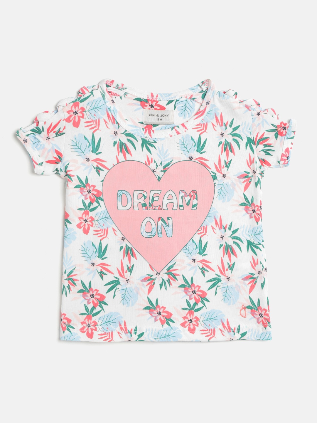 

Gini and Jony Infant Girls White & Green Cotton Tropical Print Tropical Top