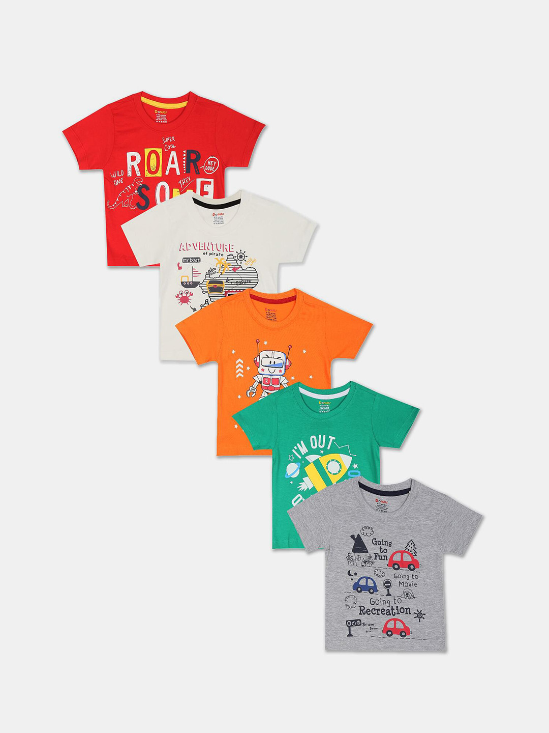 

Donuts Boys Pack of 5 Printed T-shirts, Red