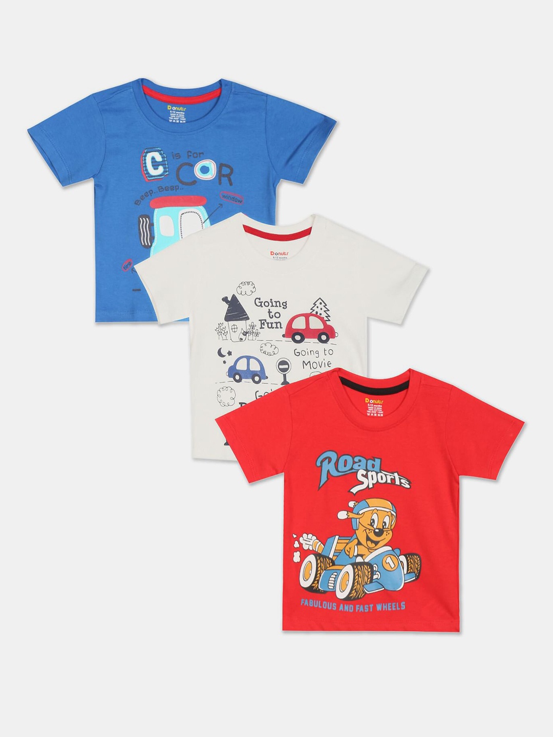 

Donuts Infant Boys Pack Of 3 Assorted Printed T-shirts