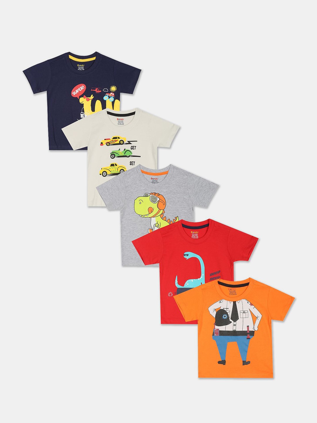 

Donuts Infant Boys Pack Of 5 Printed Assorted T-shirt
