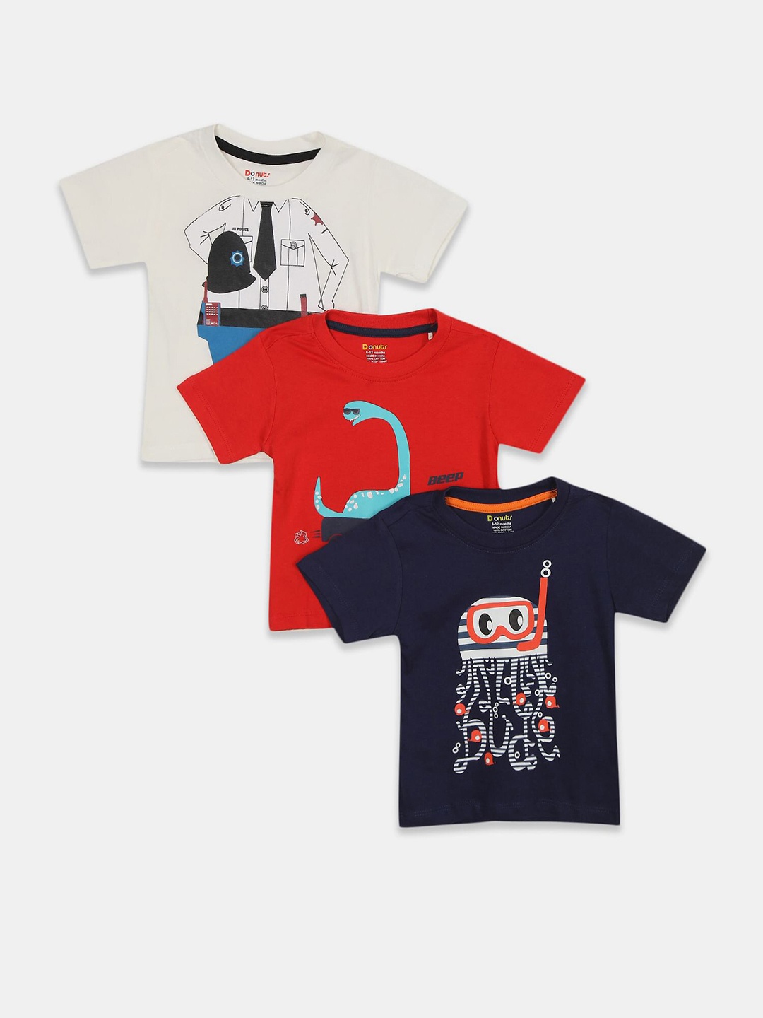 

Donuts Infant Boys Pack Of 3 Printed Assorted T-shirt