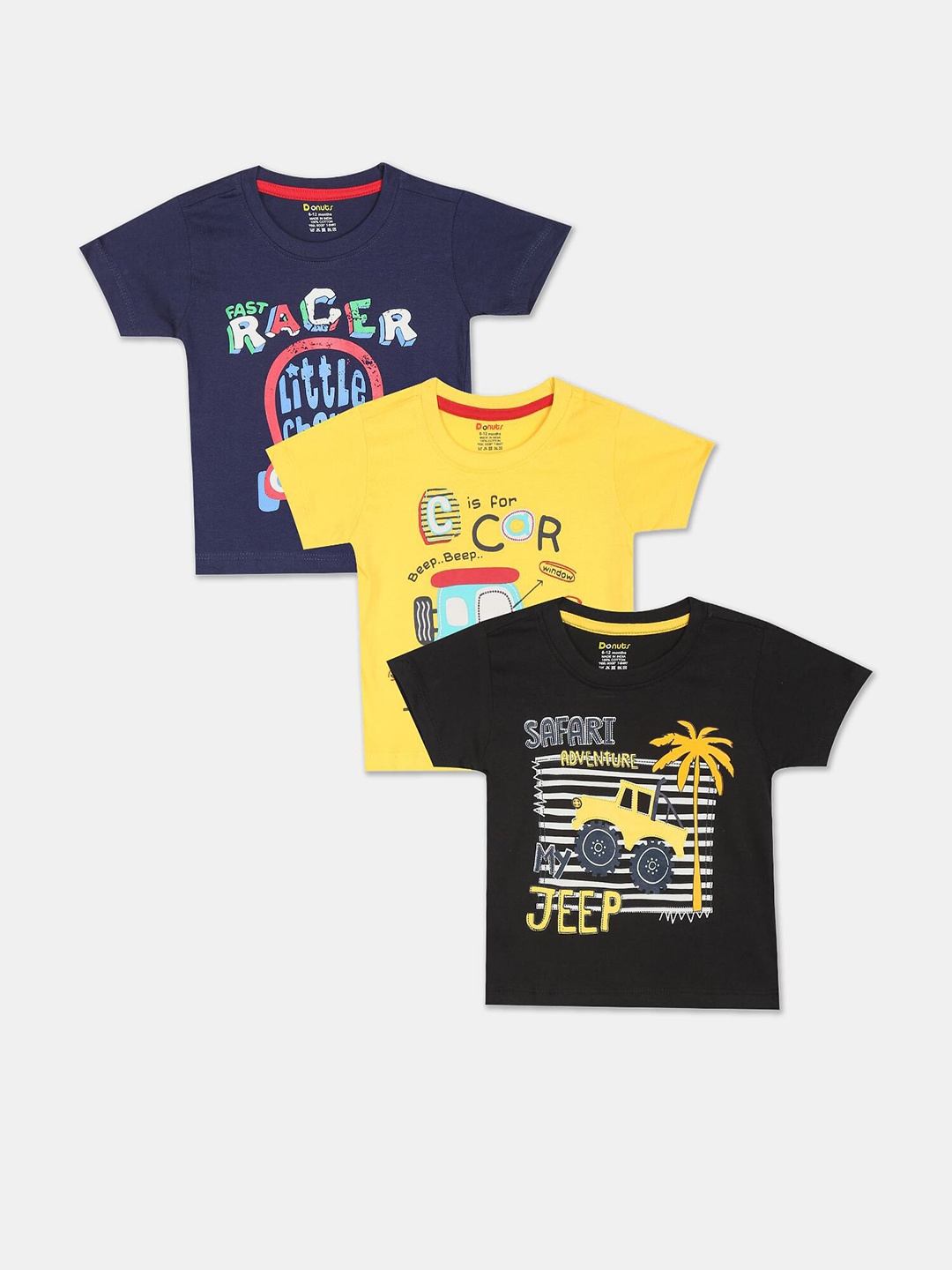 

Donuts Boys Pack of 3 Assorted Printed Round Neck T-shirts