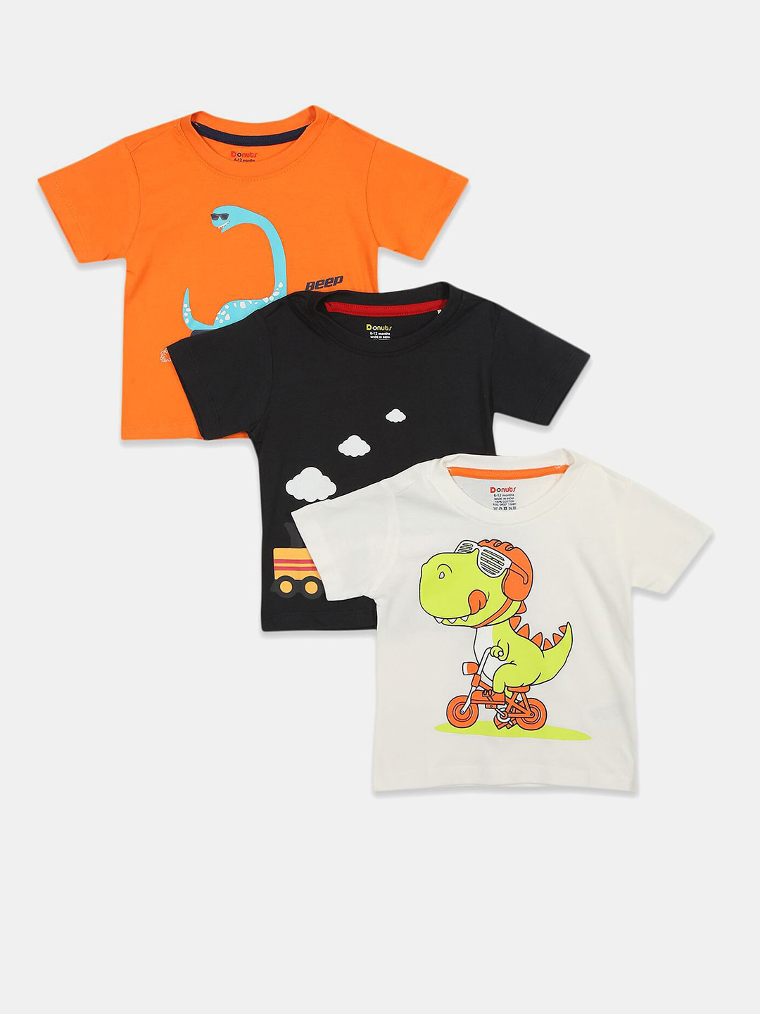 

Donuts Infant Boys Pack Of 3 Assorted Printed T-shirts