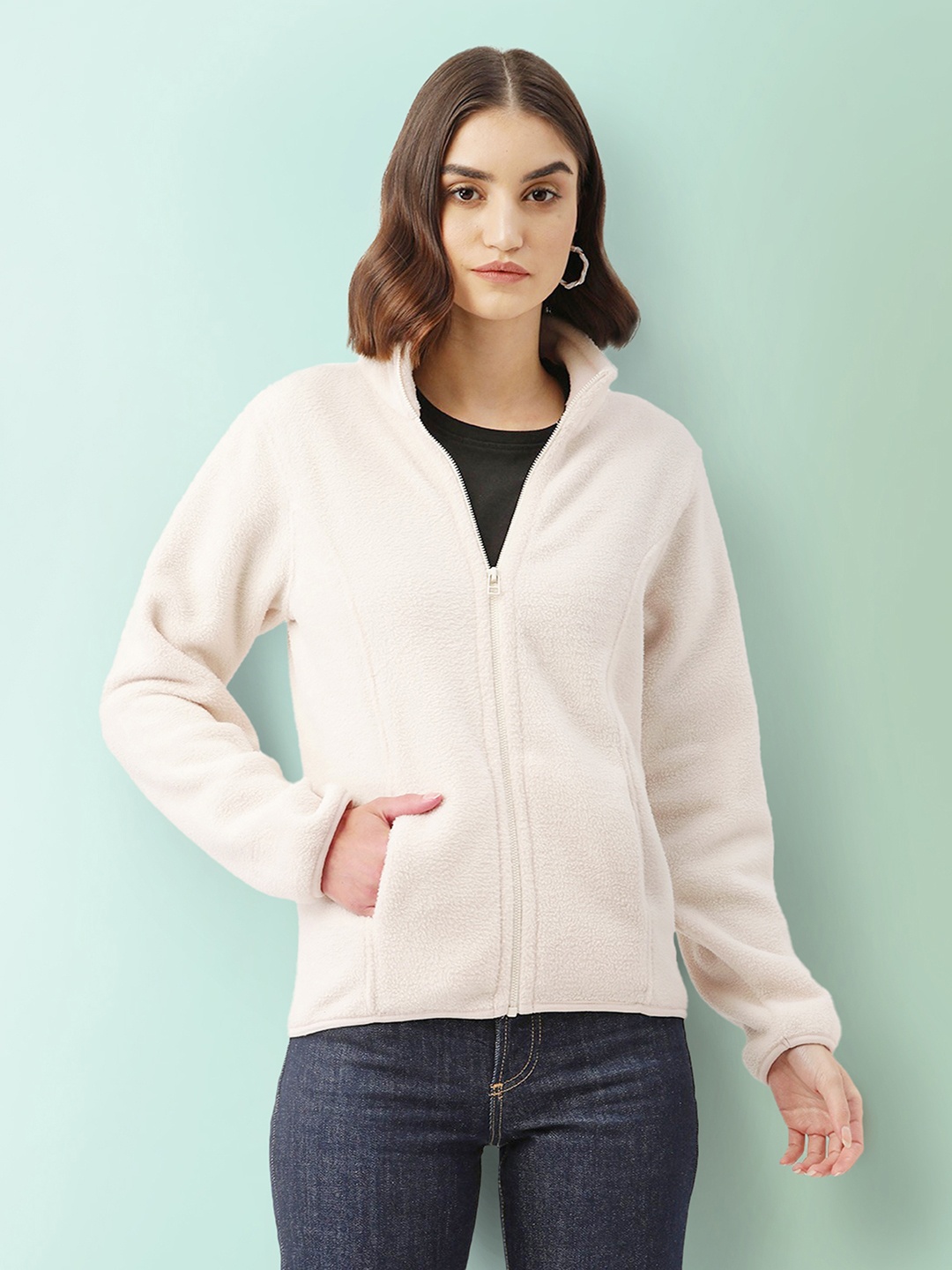 

LILL Women Off-White Solid Sweatshirt