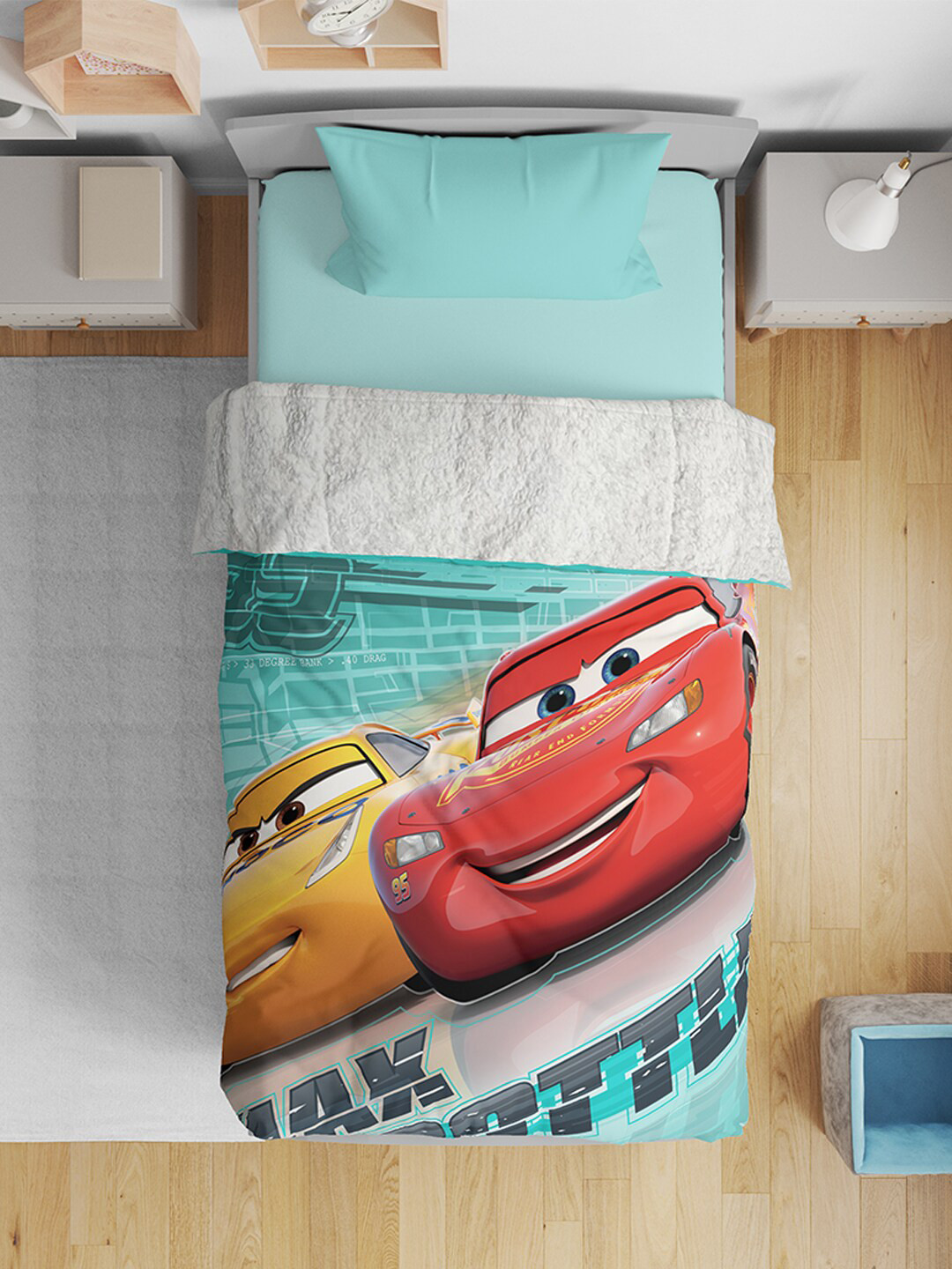 

YK Kids Cars Cartoon Printed Single Bed Ultra Soft AC Blanket, Sea green