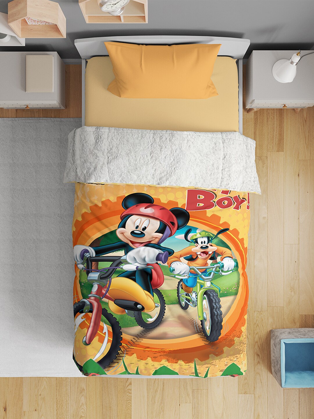 

YK Kids Mickey Mouse Cartoon Printed Single Ultra Soft AC Blanket, Yellow