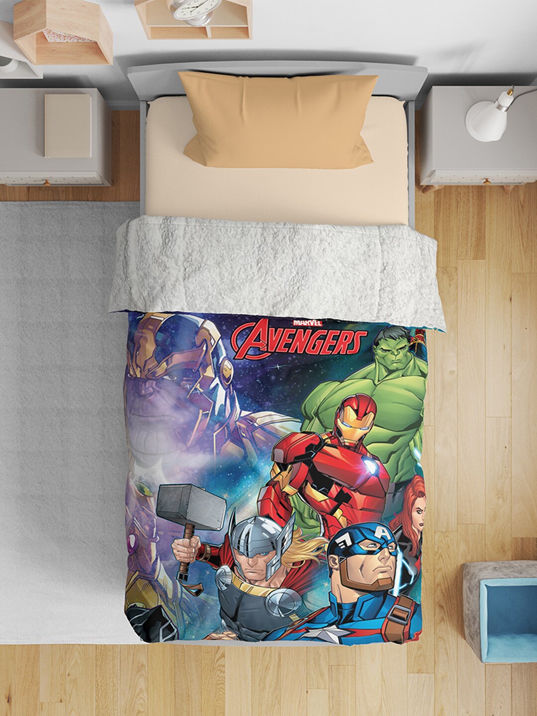 

YK Kids Blue & Green Marvel Avengers Printed 1000 GSM Single Bed Blanket