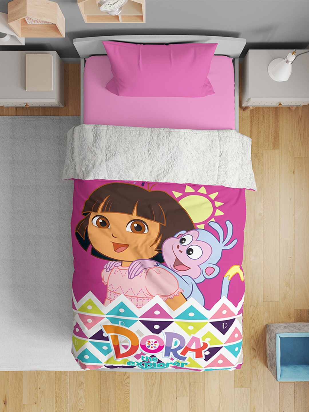

YK Pink & Blue Cartoon Characters Mild Winter Single Bed Blanket