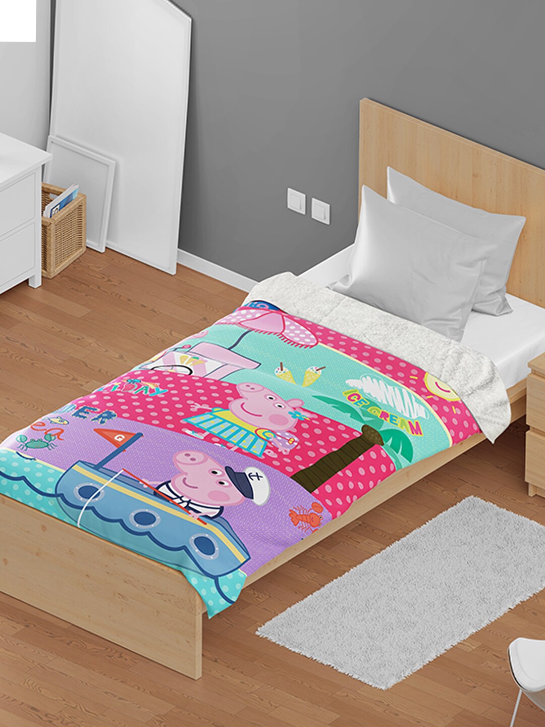 

YK Kids Peppa Pig Cartoon Printed Single Bed Ultra Soft AC Blanket, Pink