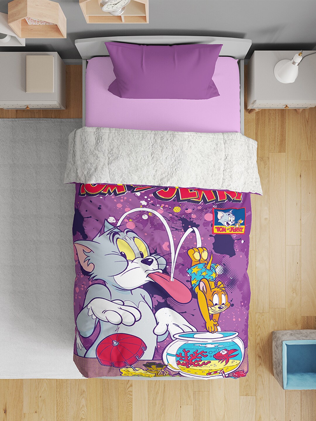 

YK Kids Tom & Jerry Cartoon Printed Single Ultra Soft AC Blanket, Purple