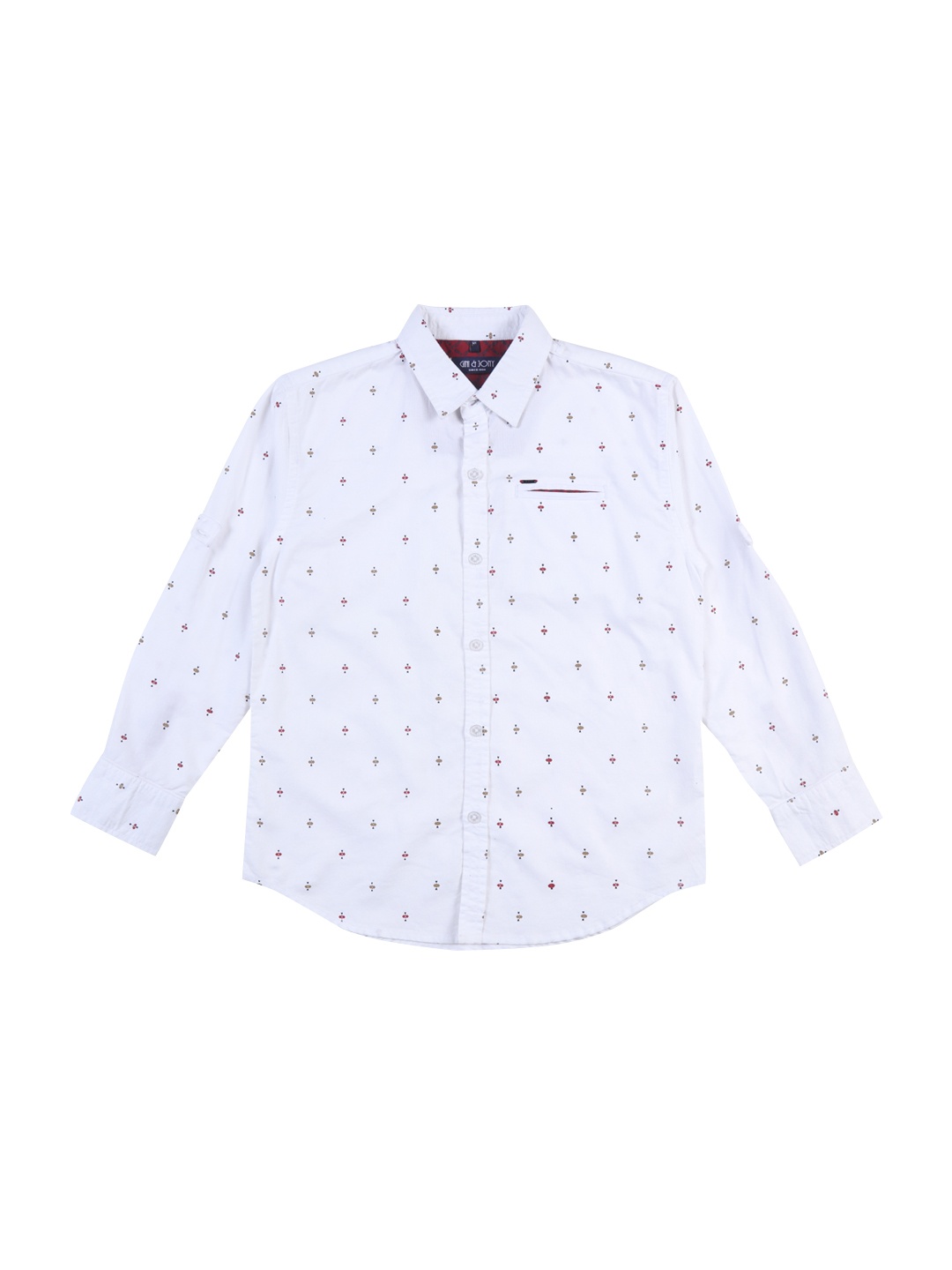 

Gini and Jony Infant Boys White & Red Cotton Printed Casual Shirt