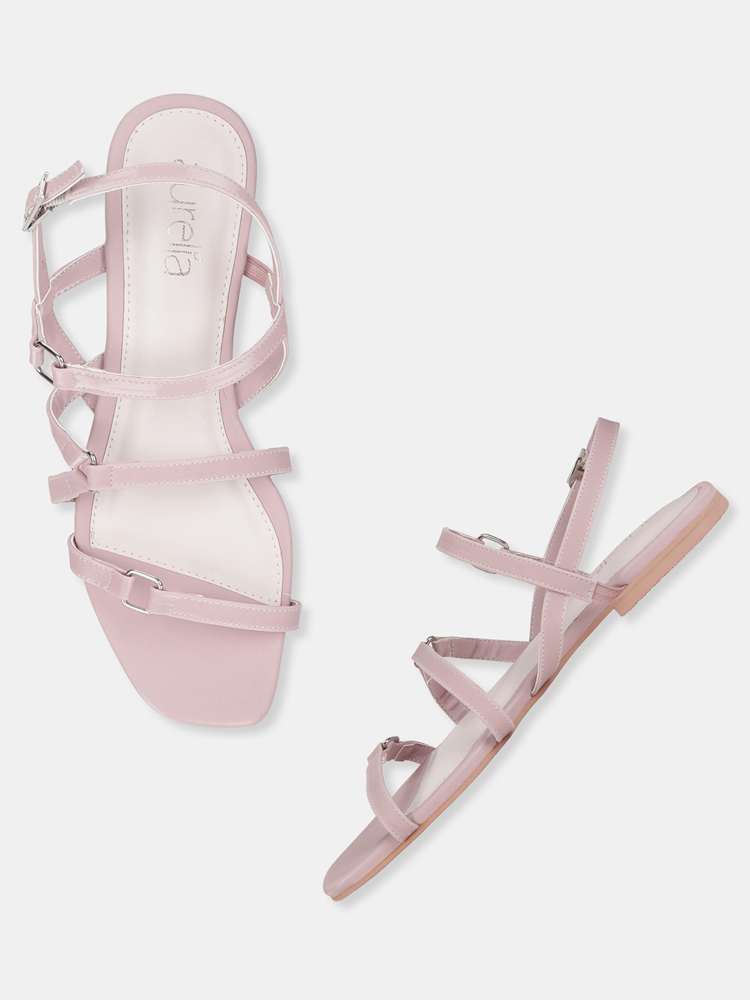 

AURELIA Women Pink Open Toe Flats with Bows