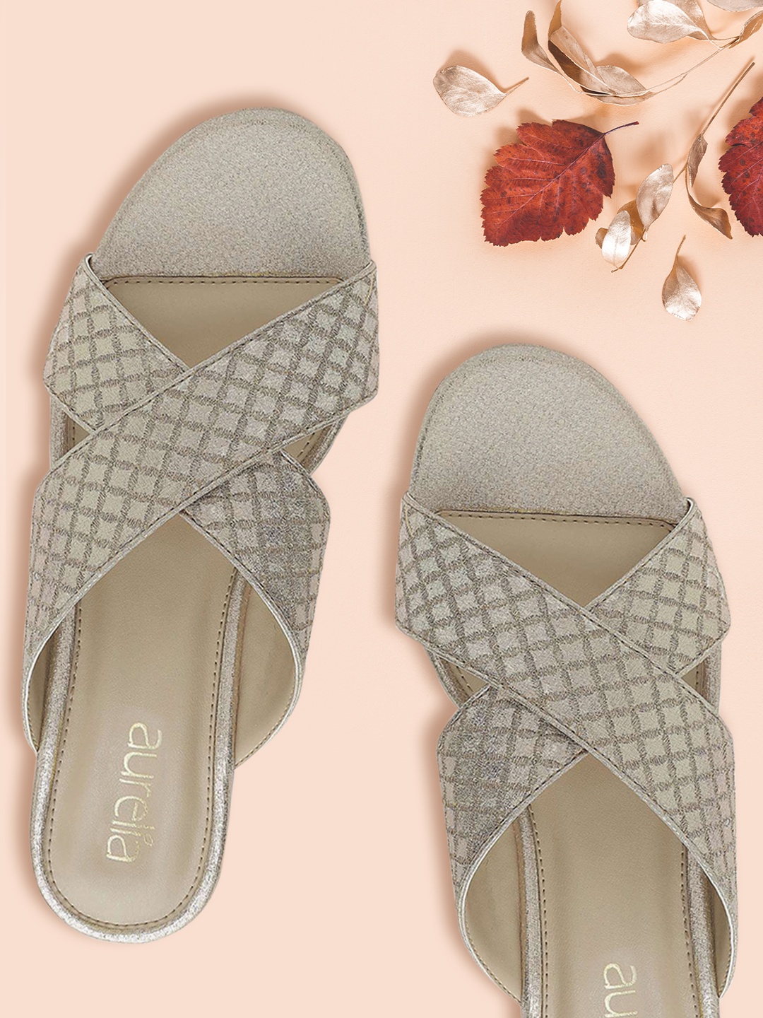 

AURELIA Gold-Toned Party Flatform Sandals
