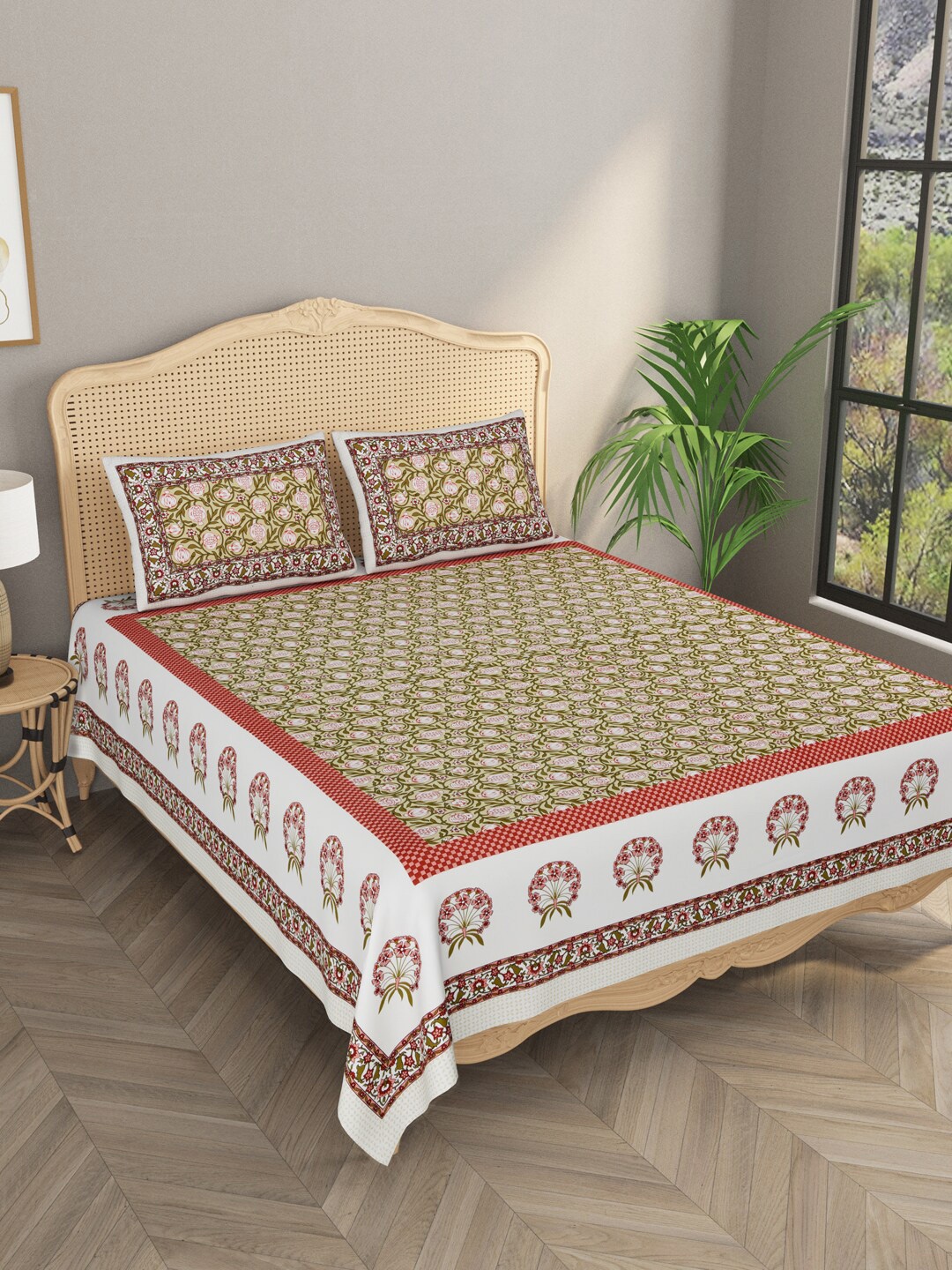 

Gulaab Jaipur Yellow & White Floral 400 TC King Bedsheet with 2 Pillow Covers