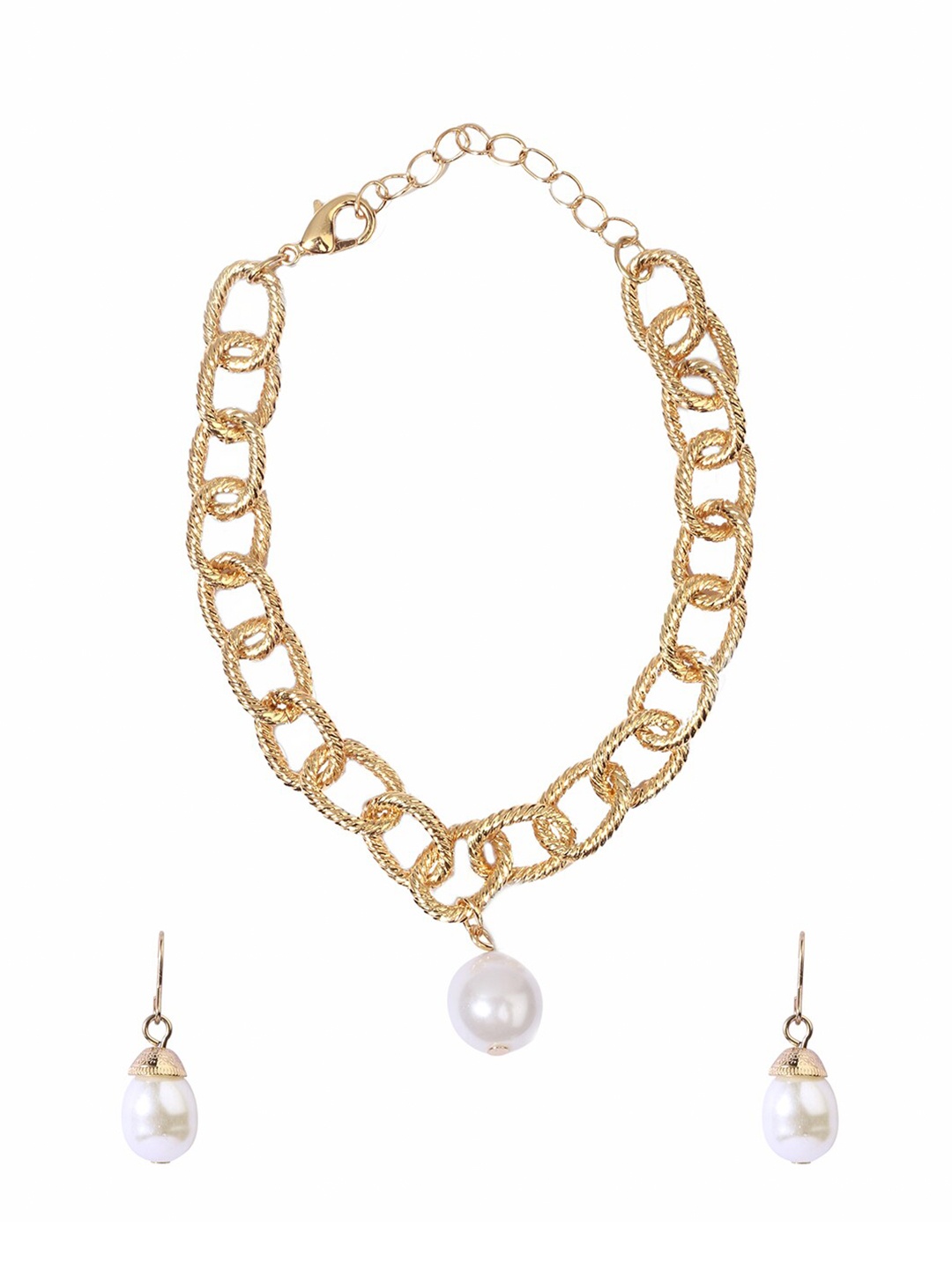 

Lilly & sparkle Gold-Plated Pearl Charm Bracelet & Earrings Jewellery Set