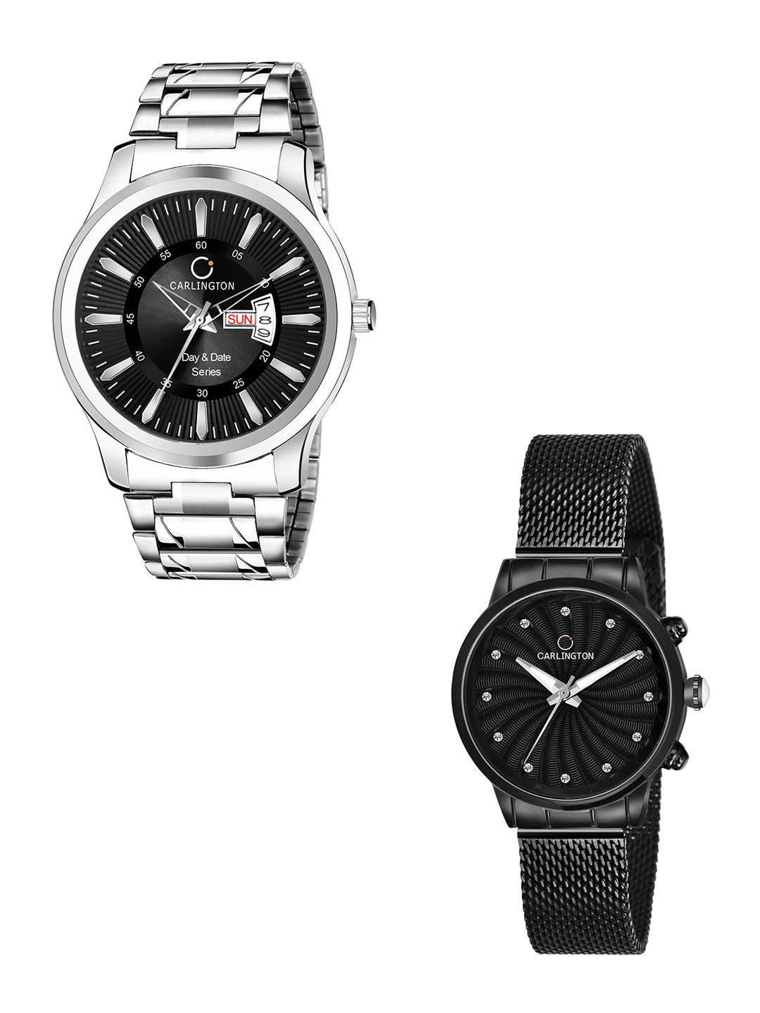 

CARLINGTON Men Black Stainless Steel Bracelet Style His & Her Analogue Watch