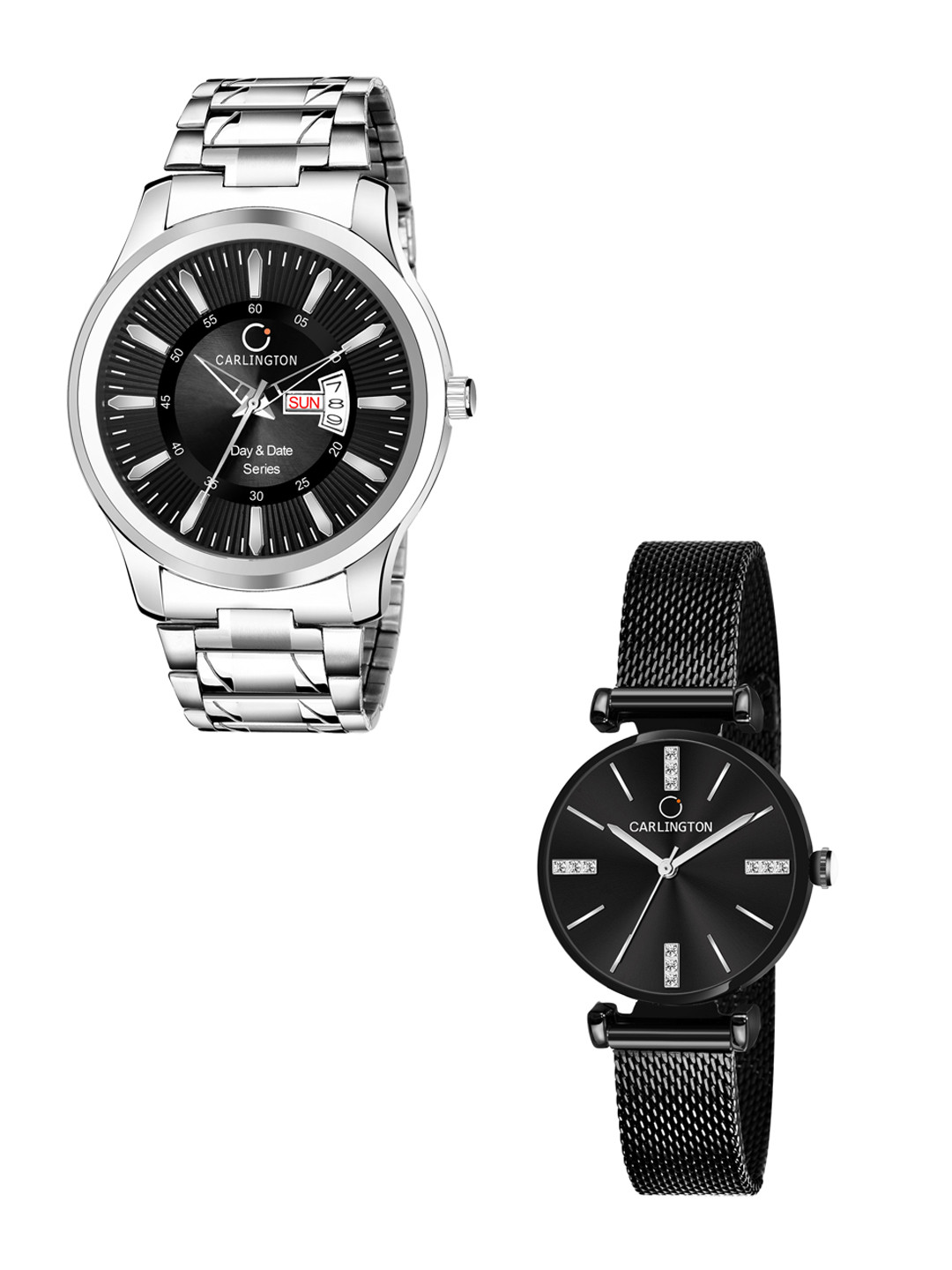 

CARLINGTON Men Black Stainless Steel Bracelet Style His & Her Analogue Watch