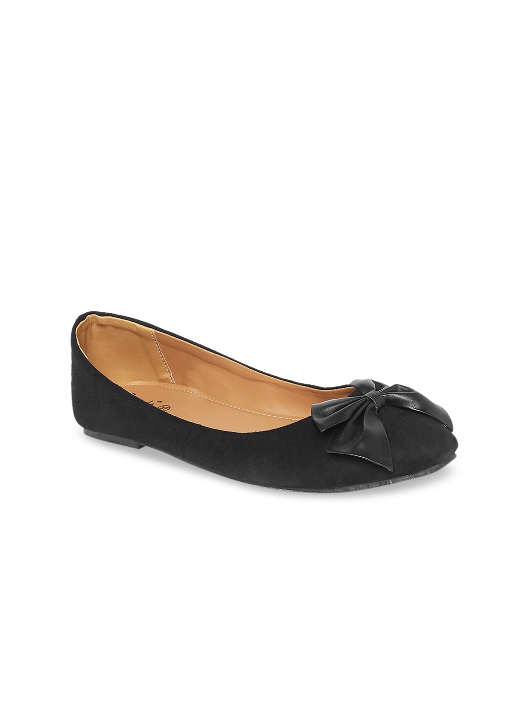 

People Women Black Solid Ballerinas Flats with Bow