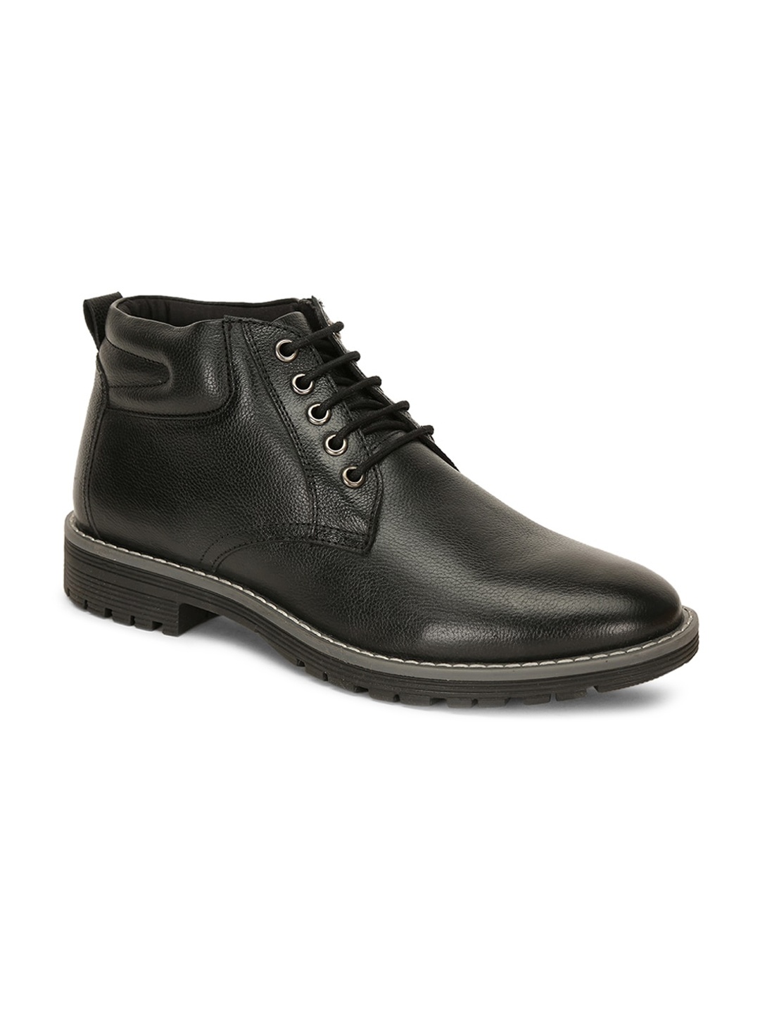 

Bata Men Black Textured Leather Boots