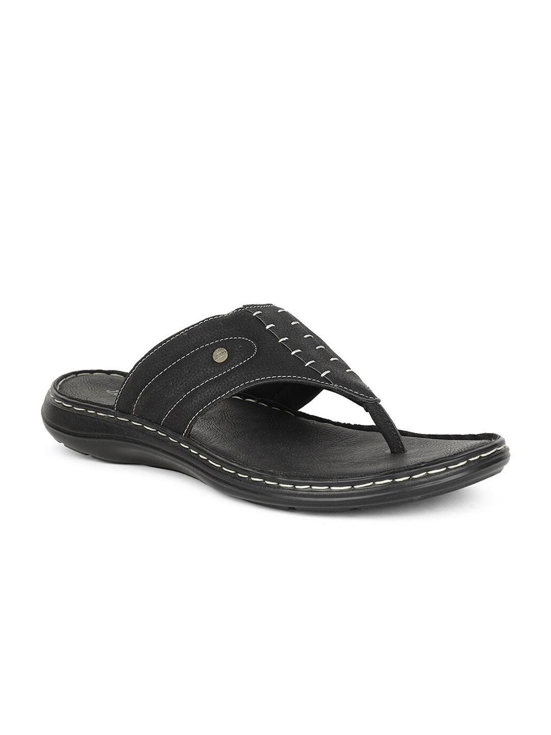 

Bata Men Black Leather Comfort Sandals