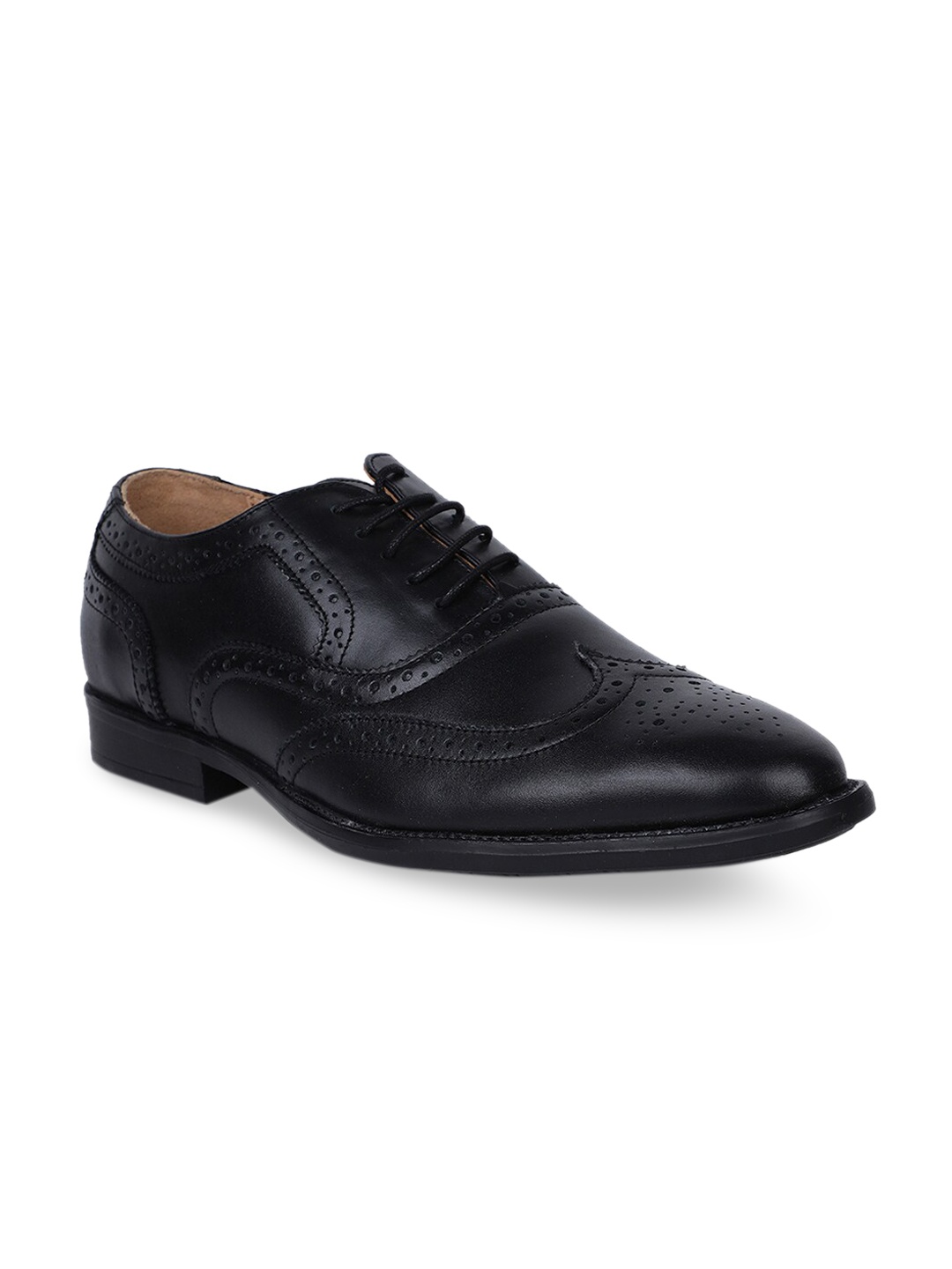 

Bata Men Black Solid Leather Formal Brogues