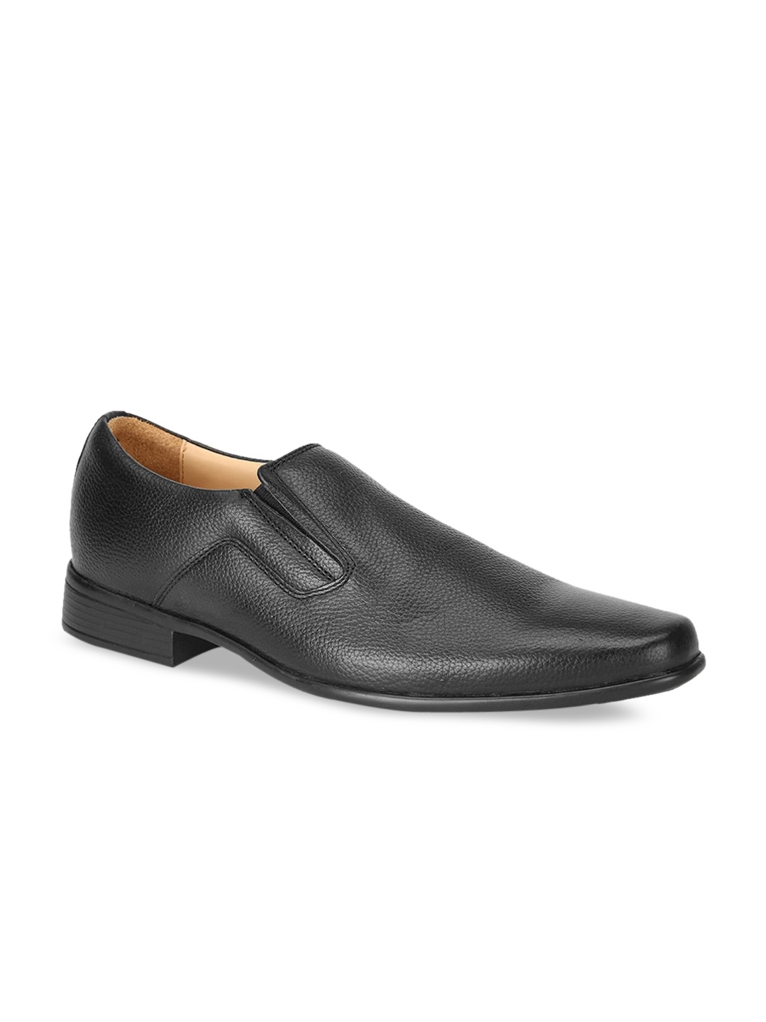 

Bata Men Black Solid Leather Formal Slip-Ons
