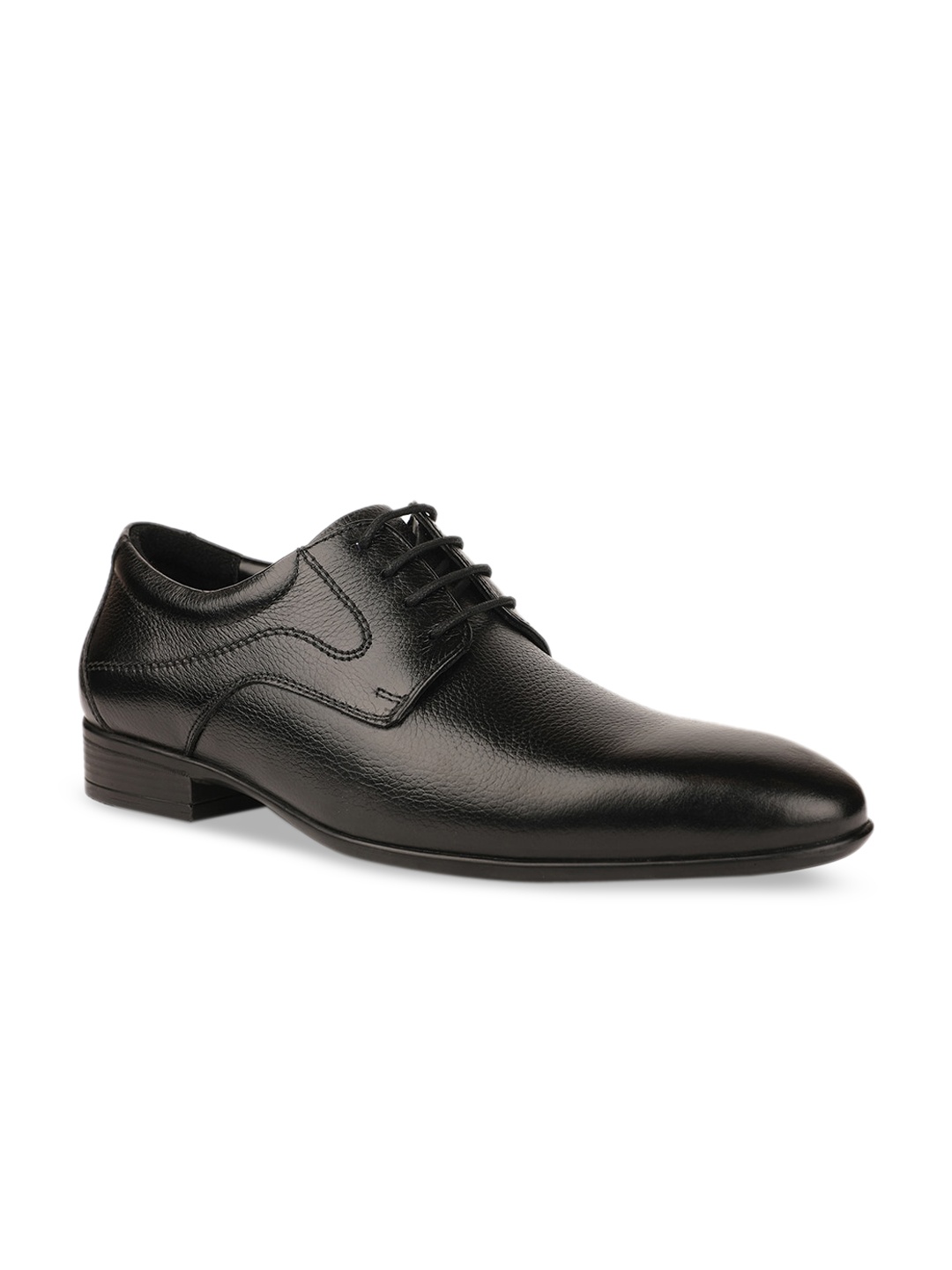 

Bata Men Black Solid Leather Formal Derbys