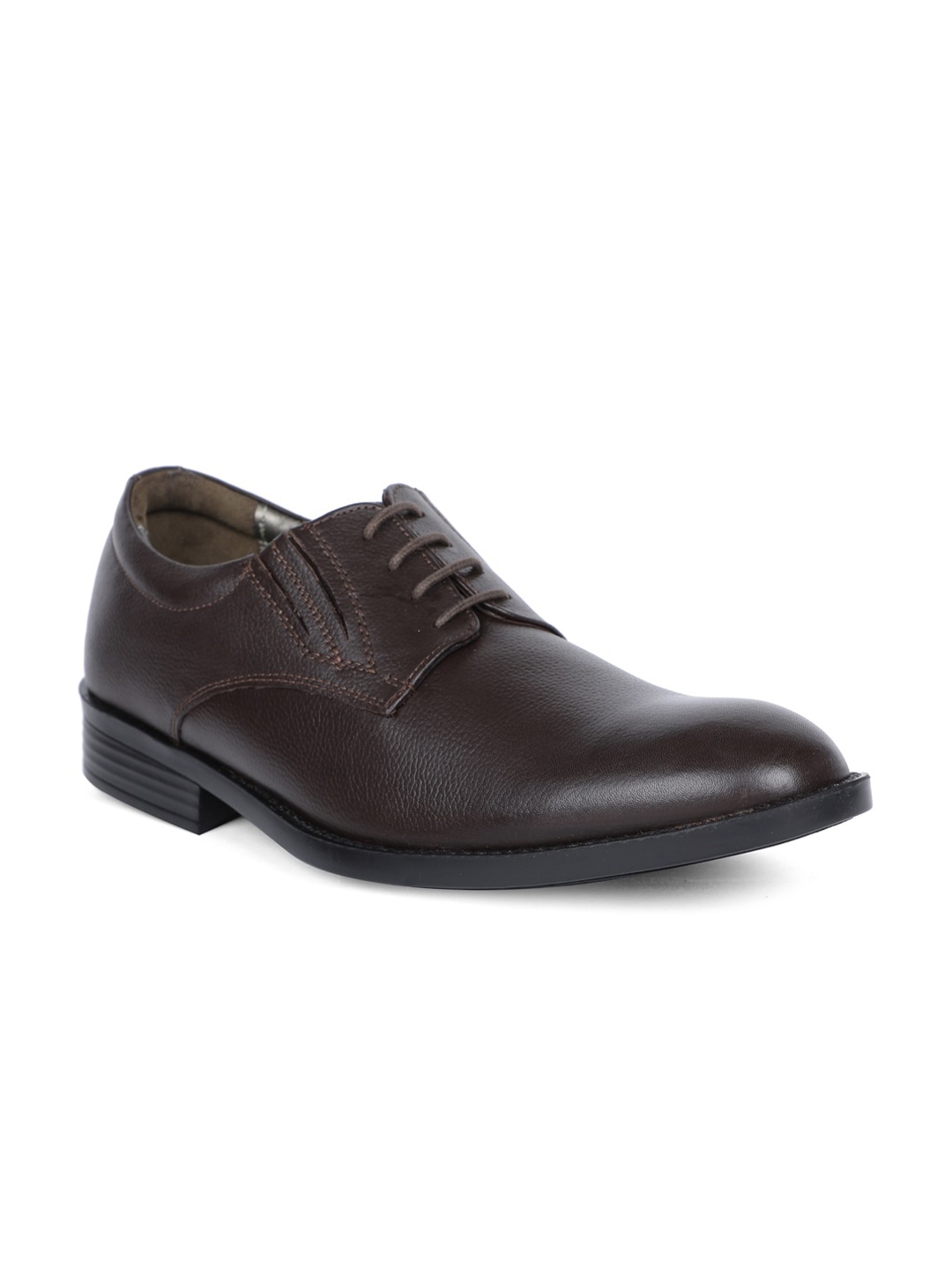 

Bata Men Brown Solid Leather Formal Derbys