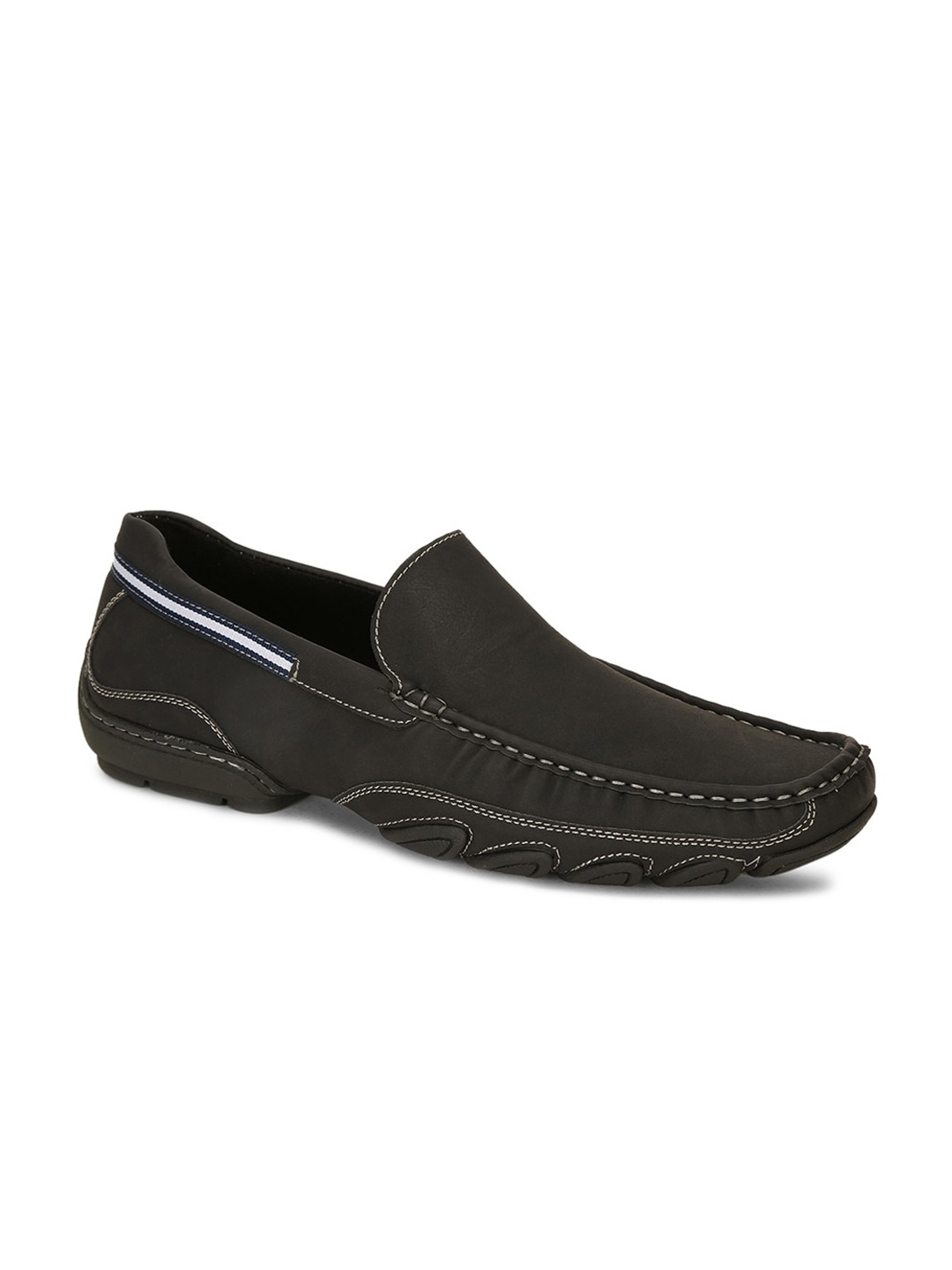 

Bata Men Black PU Loafers with Patterned sole