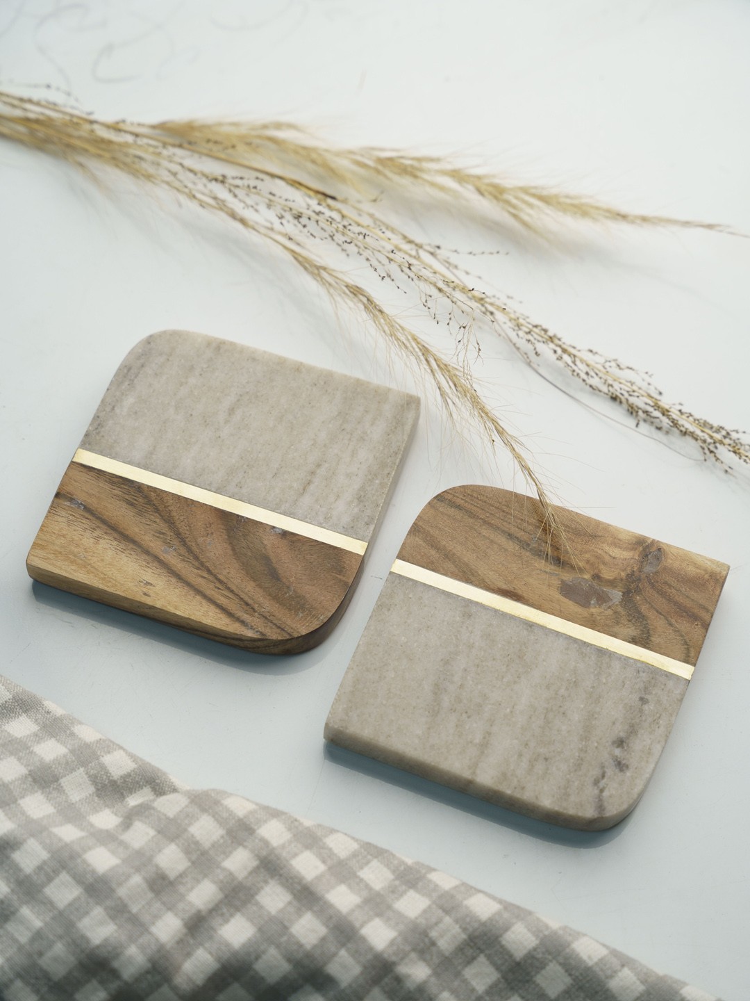 

Folkstorys Set Of 2 Grey Handmade Coasters