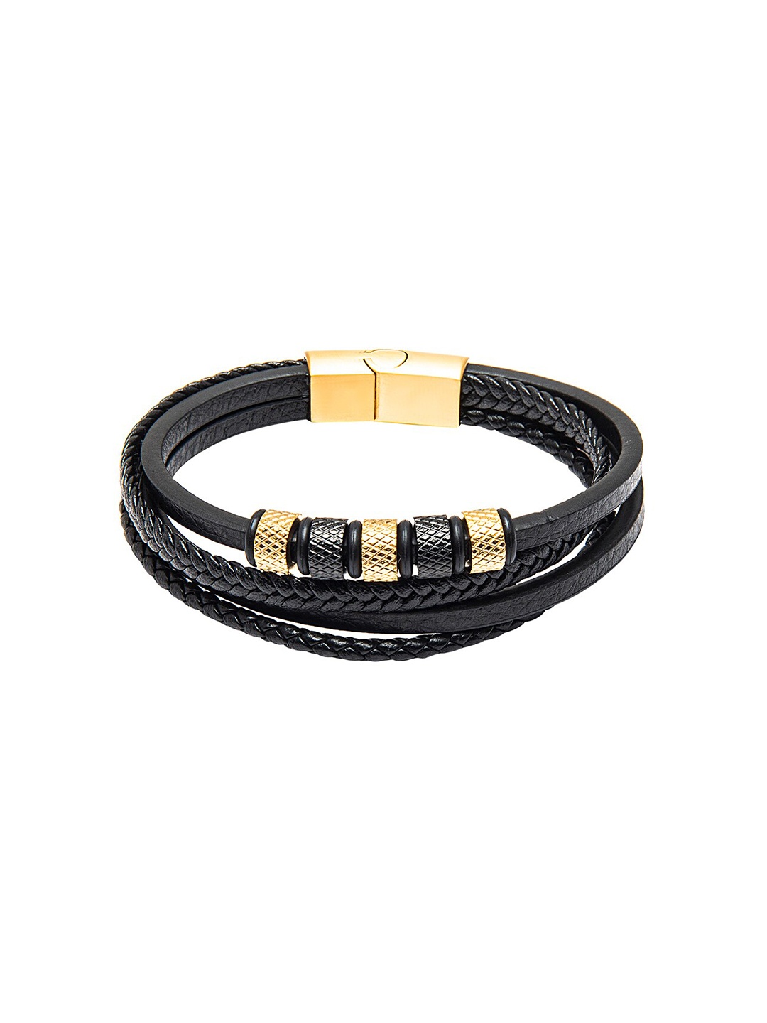

bodha Men Black Braided Leather Bracelet