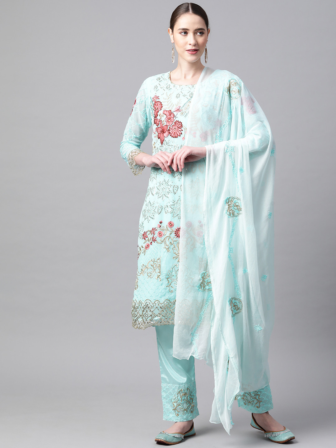 

Readiprint Fashions Blue & Maroon Embroidered Unstitched Dress Material