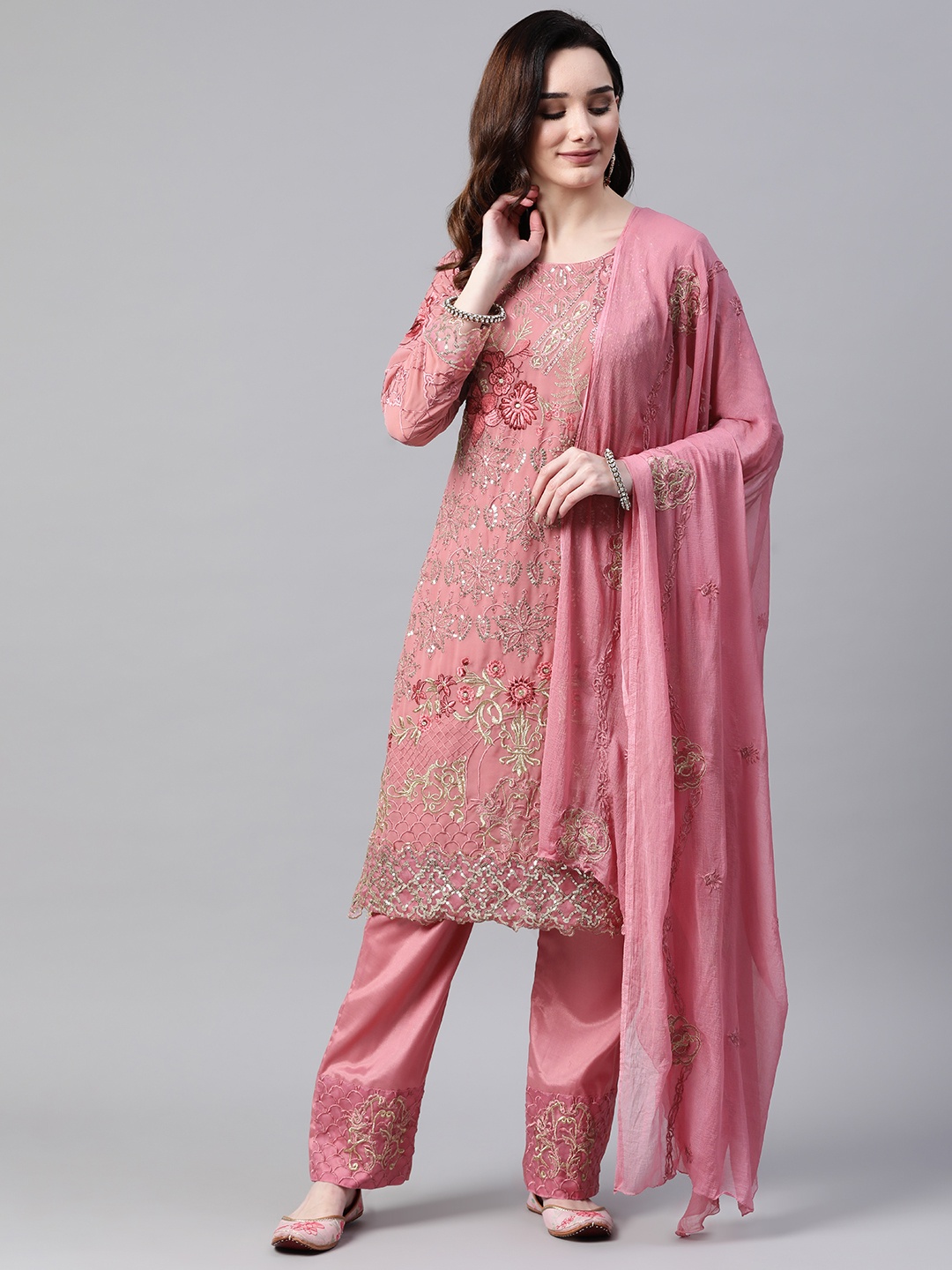

Readiprint Fashions Pink Embroidered Unstitched Dress Material
