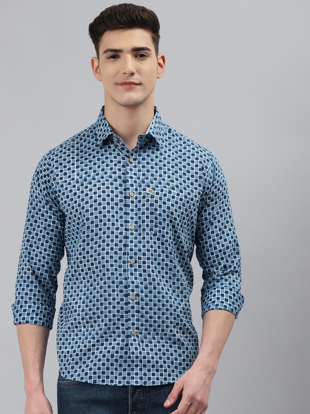 

Readiprint Fashions Men Blue Slim Fit Printed Casual Shirt