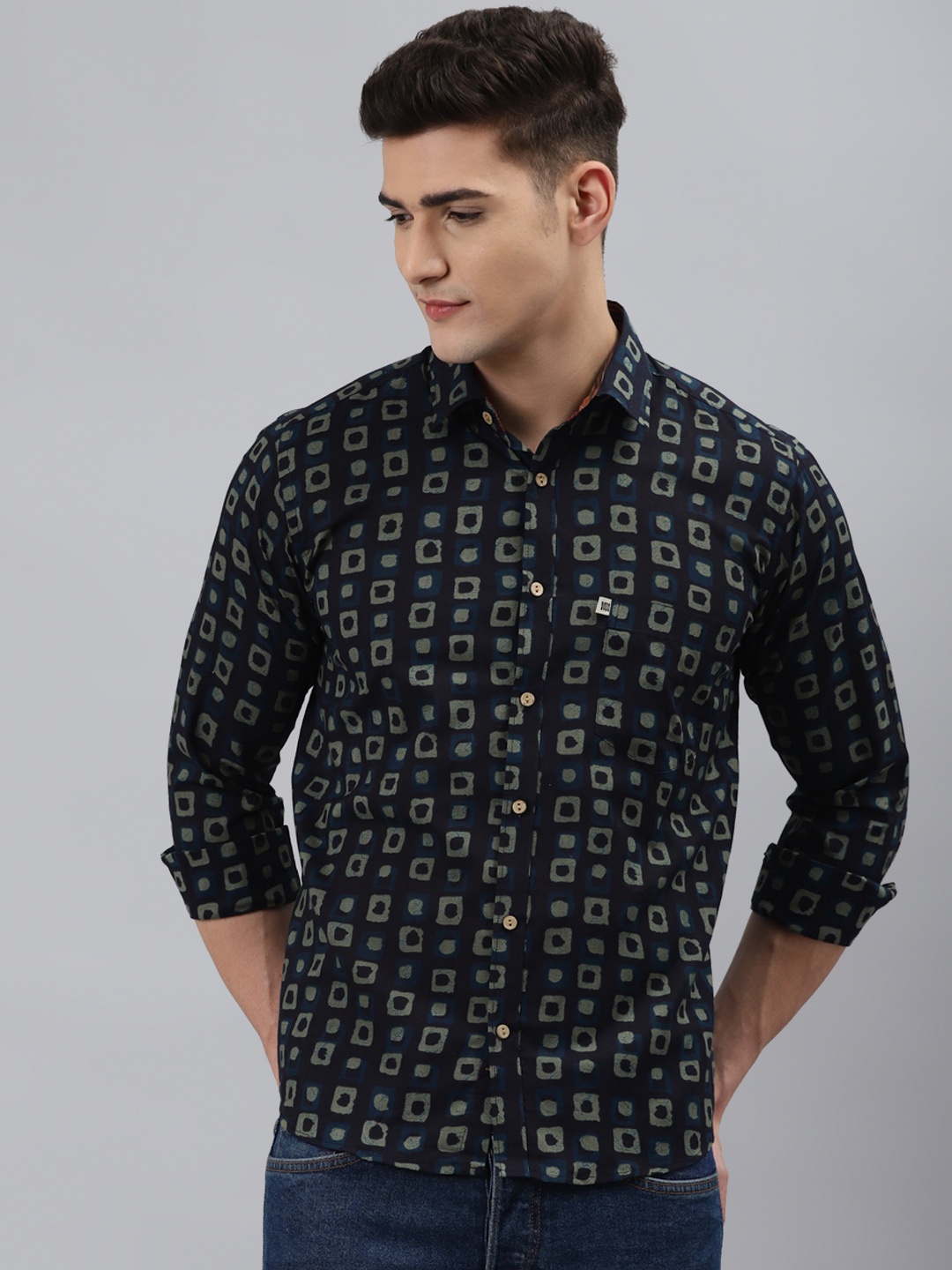 

Readiprint Fashions Men Blue Slim Fit Printed Casual Shirt