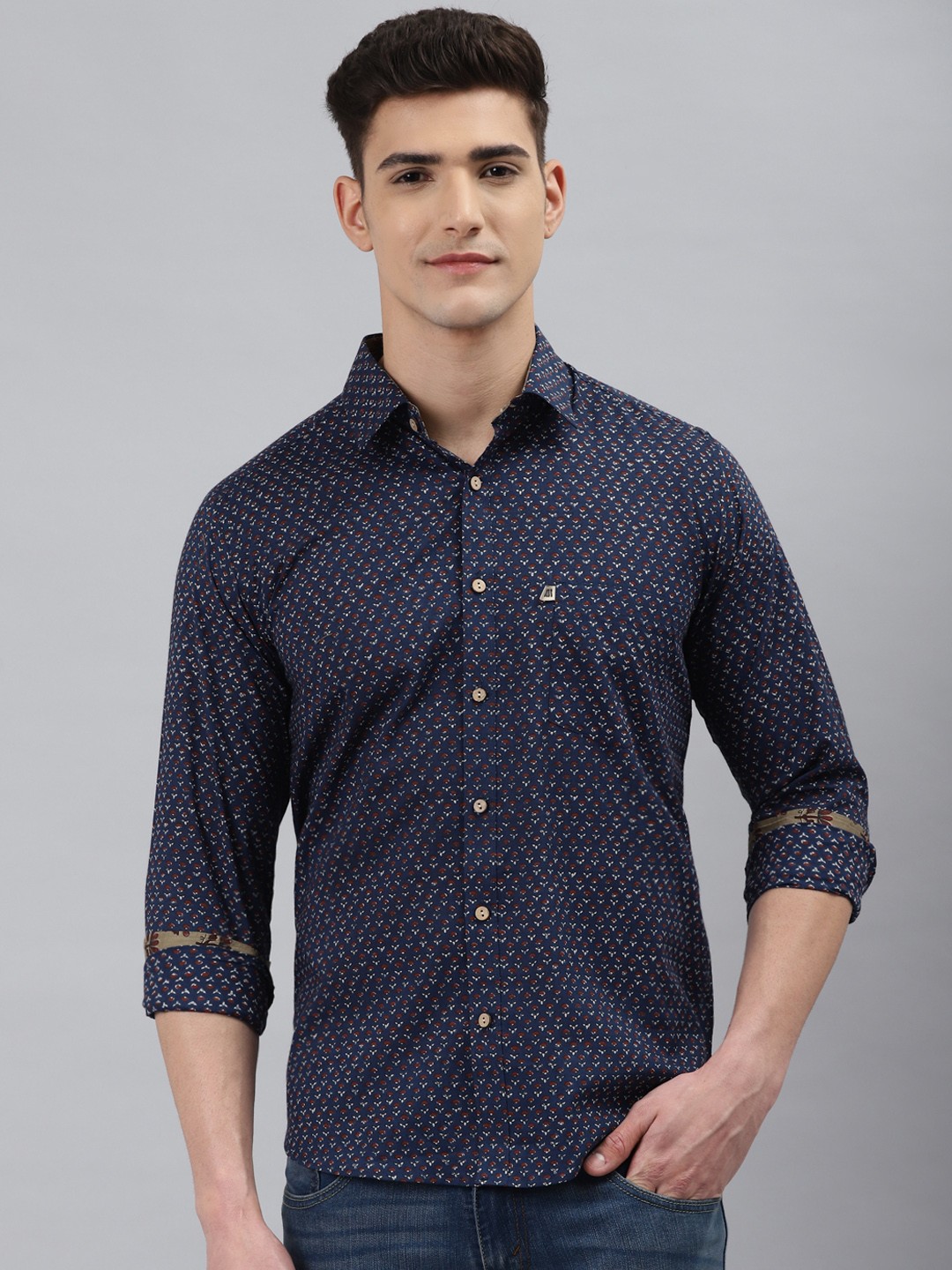 

Readiprint Fashions Men Blue Slim Fit Floral Printed Casual Shirt