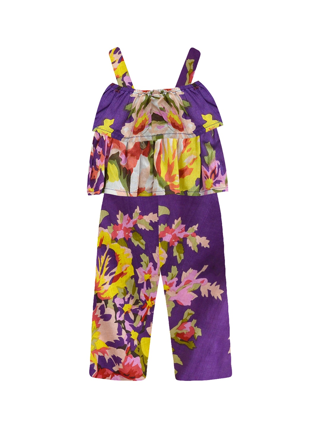 

A T U N Girls Multicoloured Printed Basic Jumpsuit, Multi