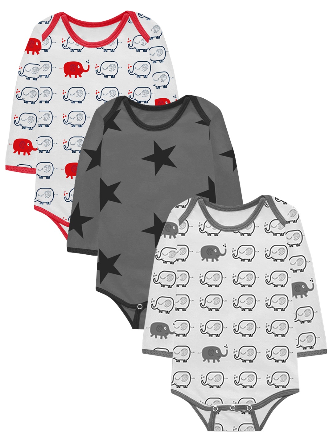 

A.T.U.N. Kids Pack of 3 Printed Pure Cotton Bodysuits, White