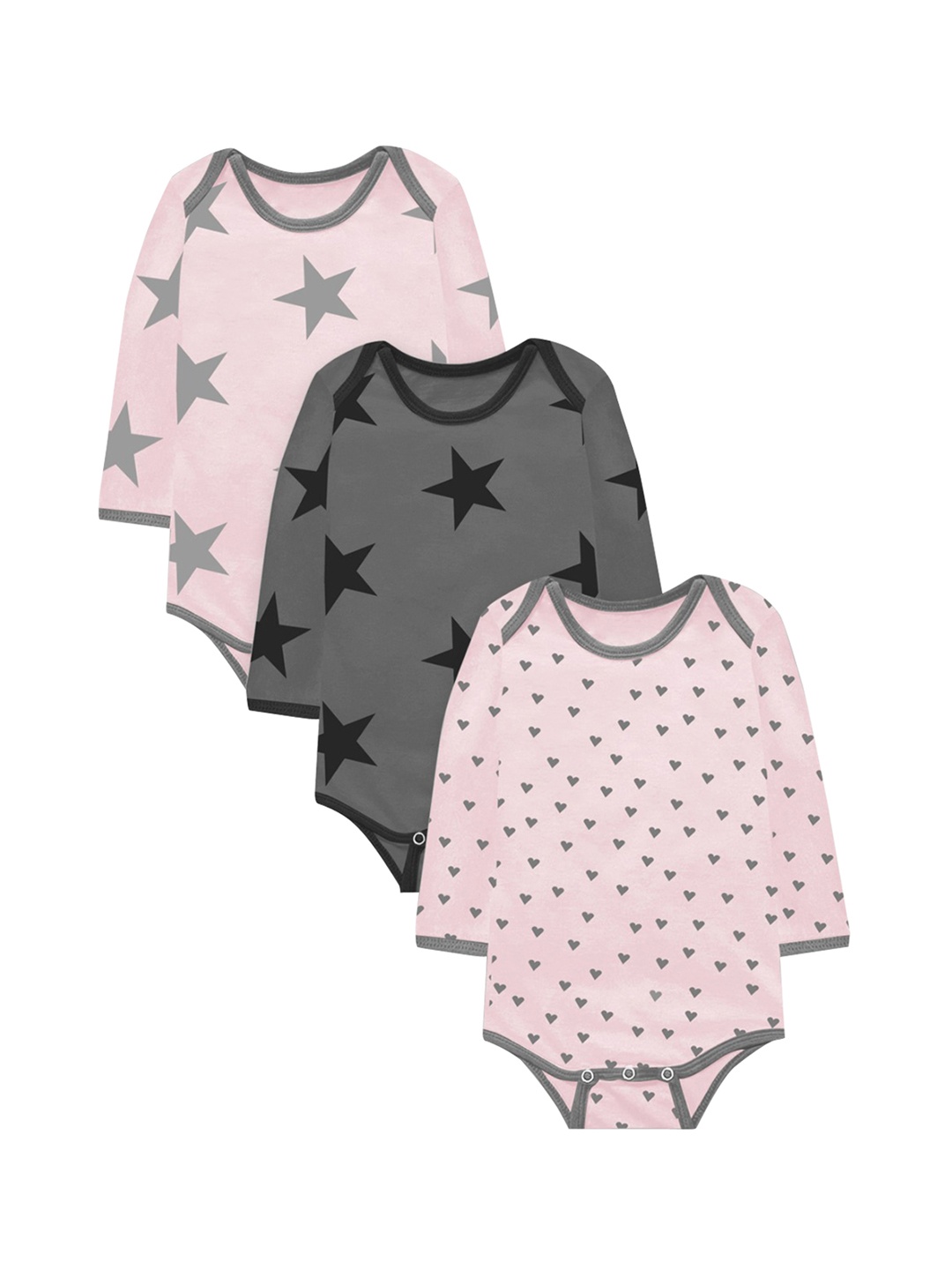 

A.T.U.N. Kids Pack of 3 Printed Pure Cotton Bodysuits, Pink