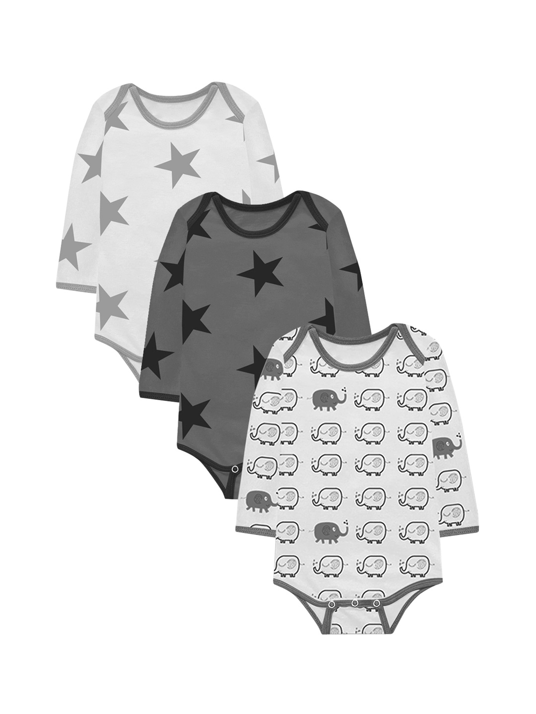 

A.T.U.N. Kids Pack Of 3 Pure Cotton Printed Bodysuits, White