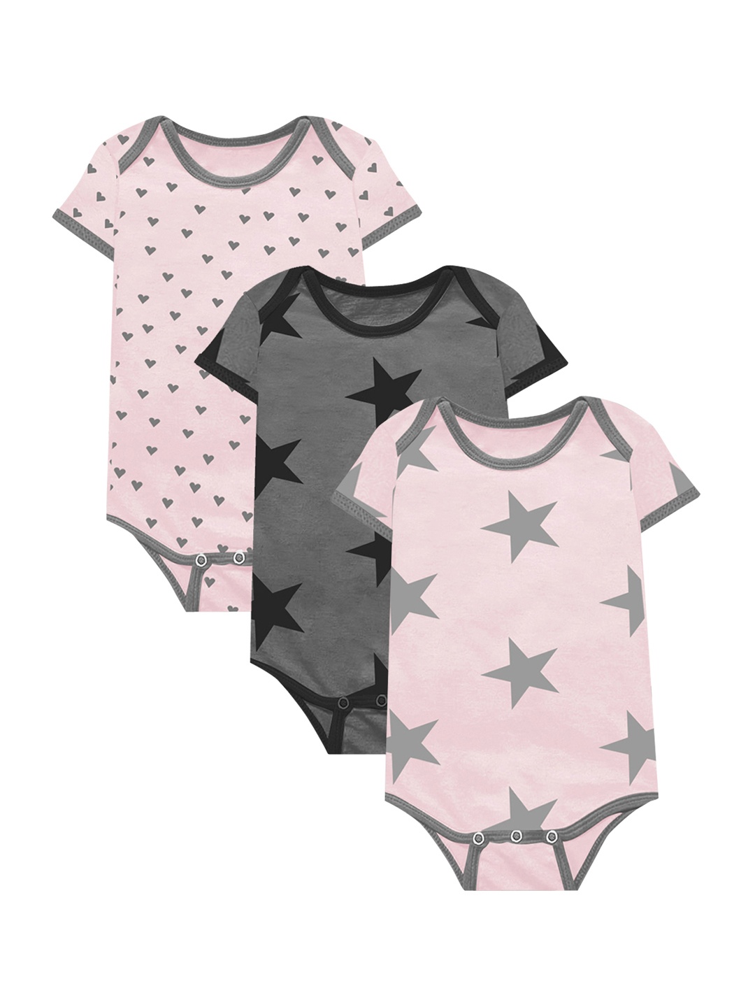 

A.T.U.N. Infant Kids Pack of 3 Printed Bodysuit, Pink