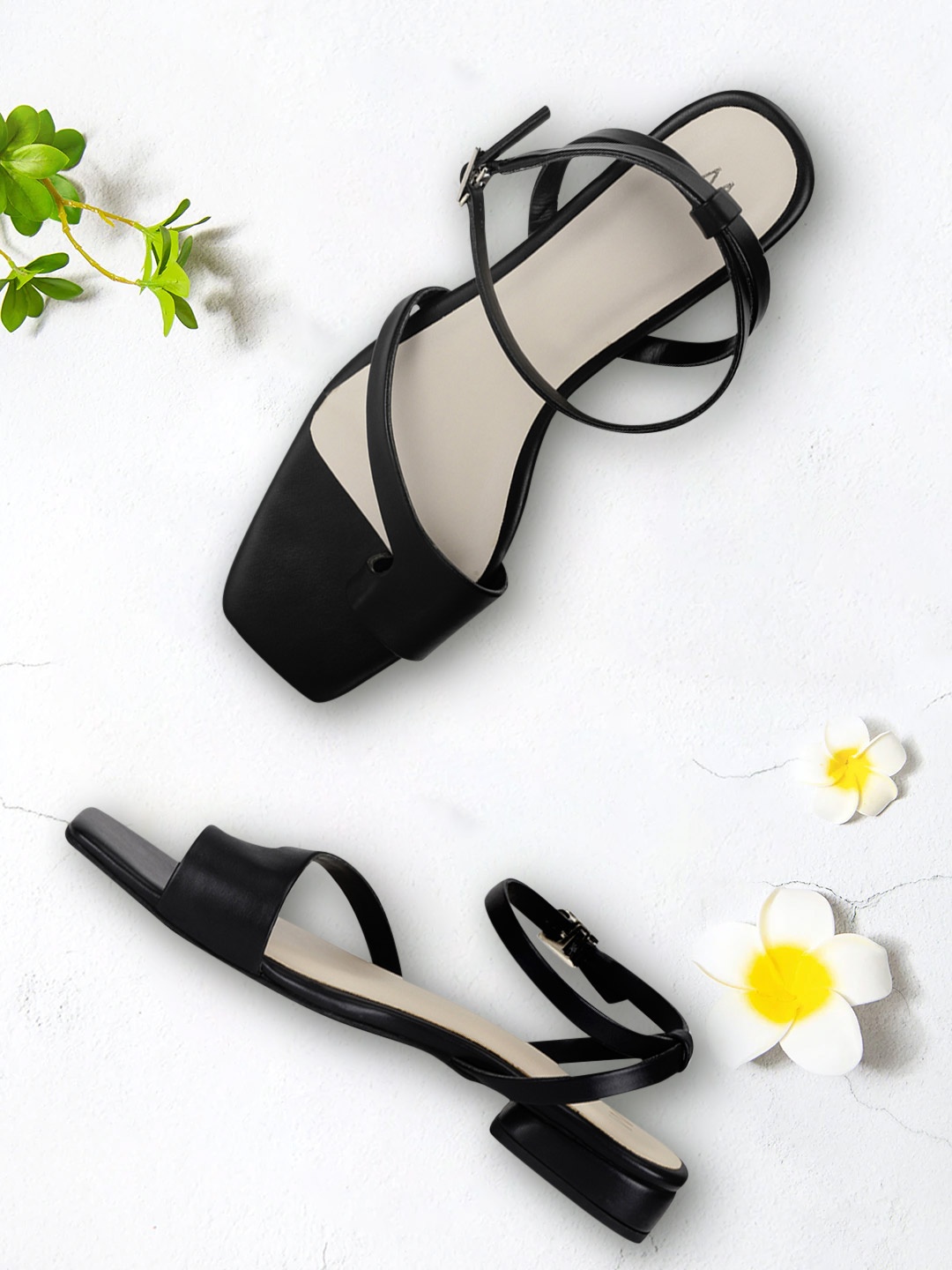 

W Black PU Work Block Mules