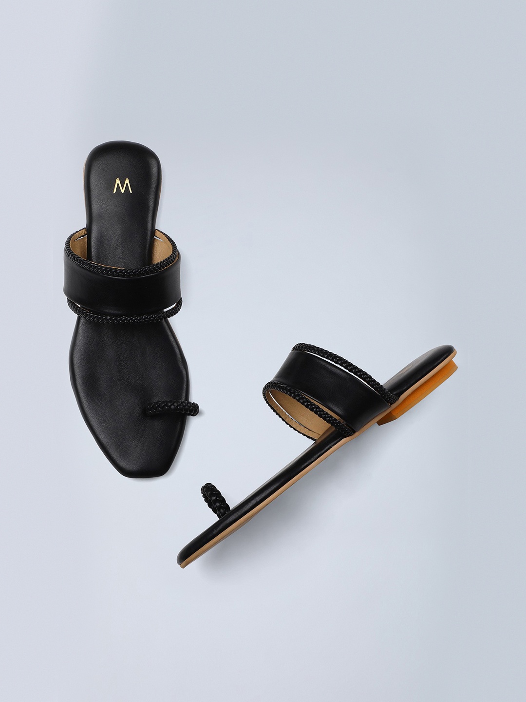 

W Women Black One Toe Flats
