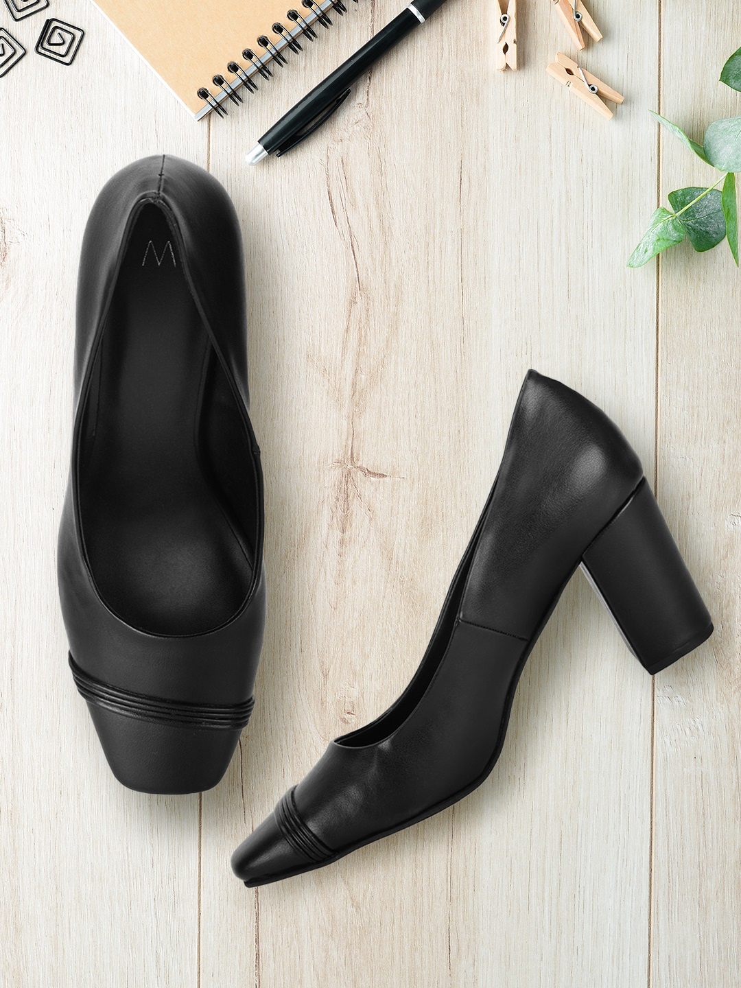 

W Black PU Work Block Sandals