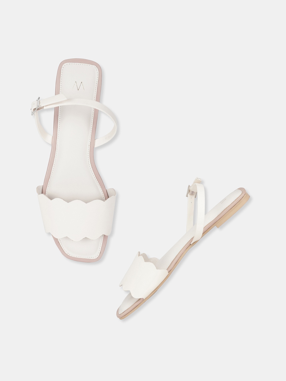 

W Women White Open Toe Flats