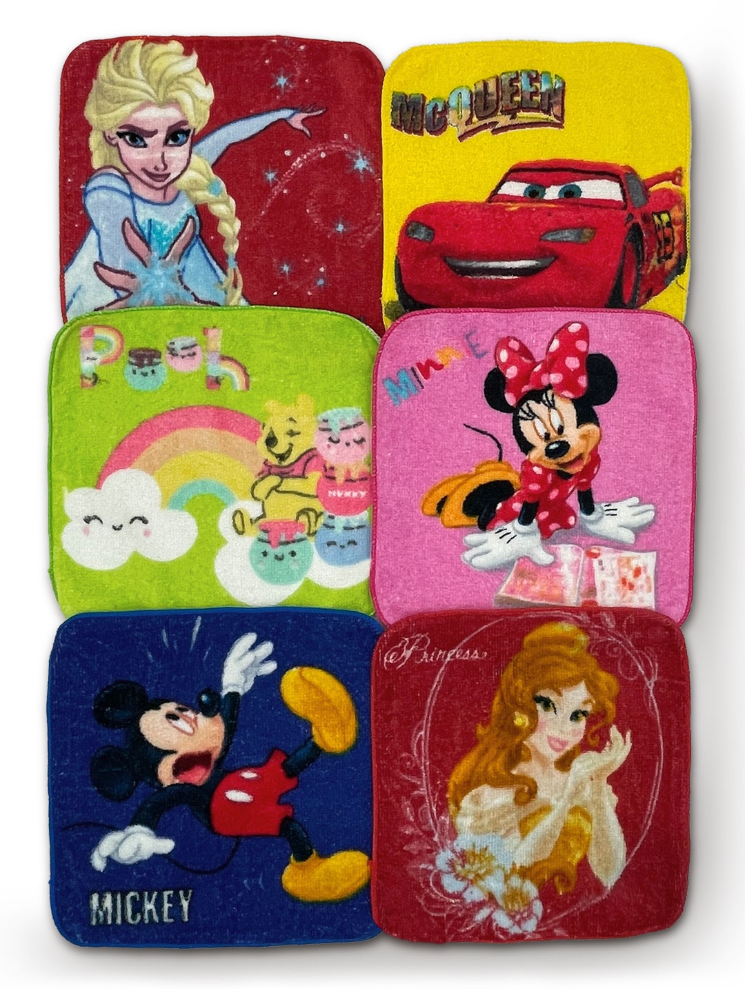 

YK Kids Green & Yellow 12 Pieces Cartoon Characters Printed 380 GSM Face Towels